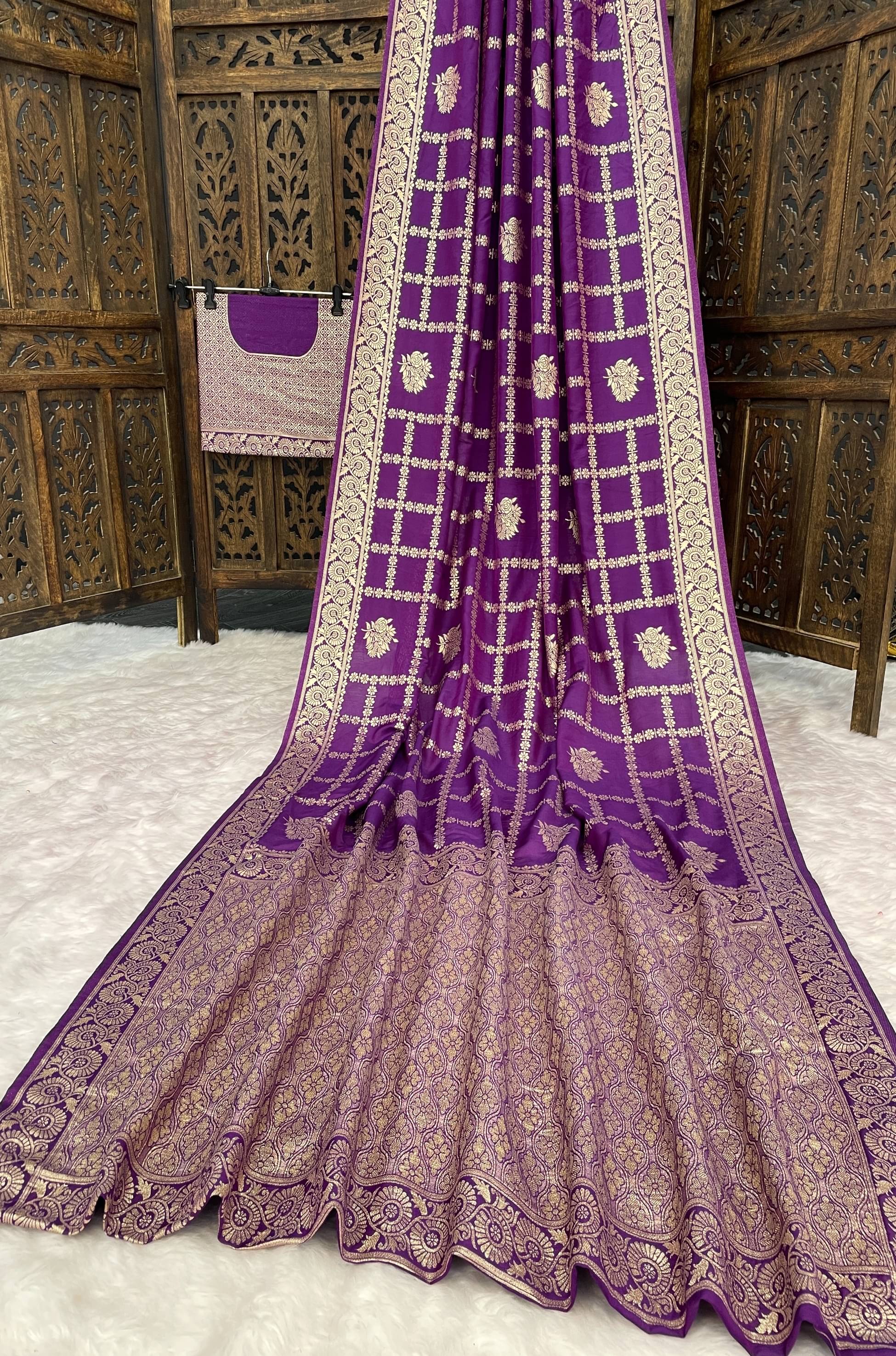     			fab woven Art Silk Woven Design Kanjeevaram Sarees With Unstitched Blouse Piece ( Purple )