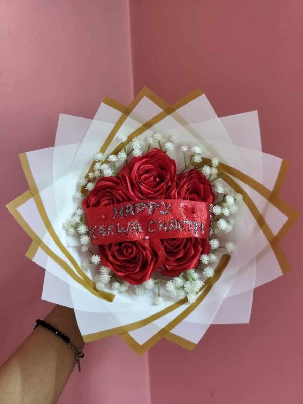     			karvachauth special artificial flower bouquet
