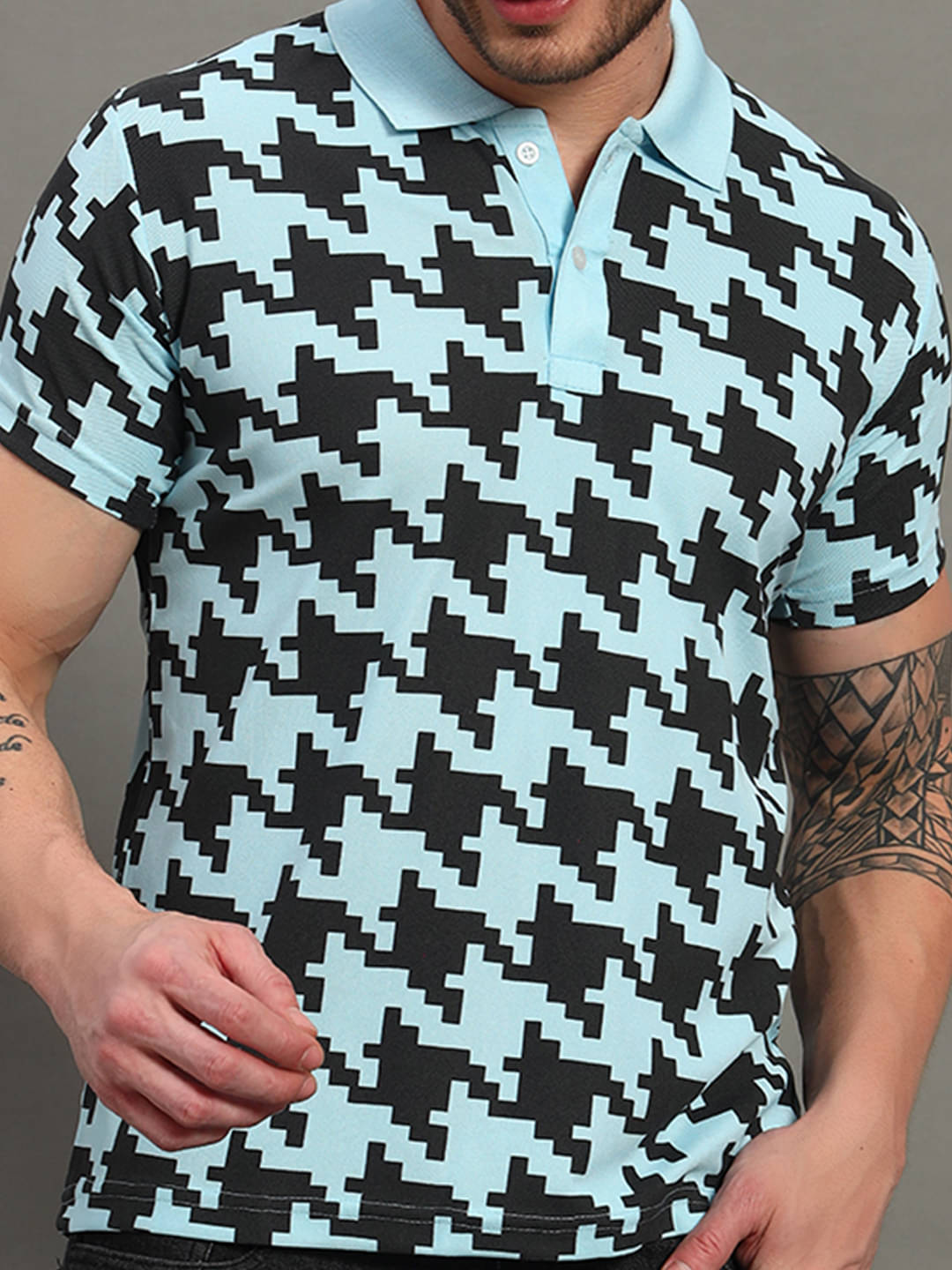 stelvin Men Cotton Blend Regular Fit Printed Polo T Shirt ( Aqua ) stelvin Men Cotton Blend Regular Fit Printed Polo T Shirt ( Aqua )
