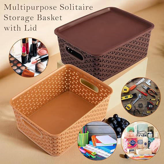     			3-Piece Multi-Purpose Plastic Storage Basket Set – Multicolor