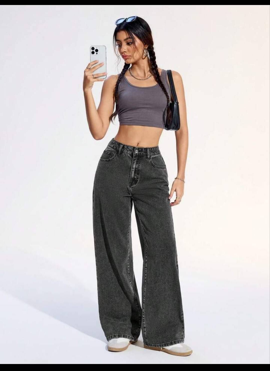     			9x denims Women's Straight Fit High-Rise Jeans ( Dark Grey )