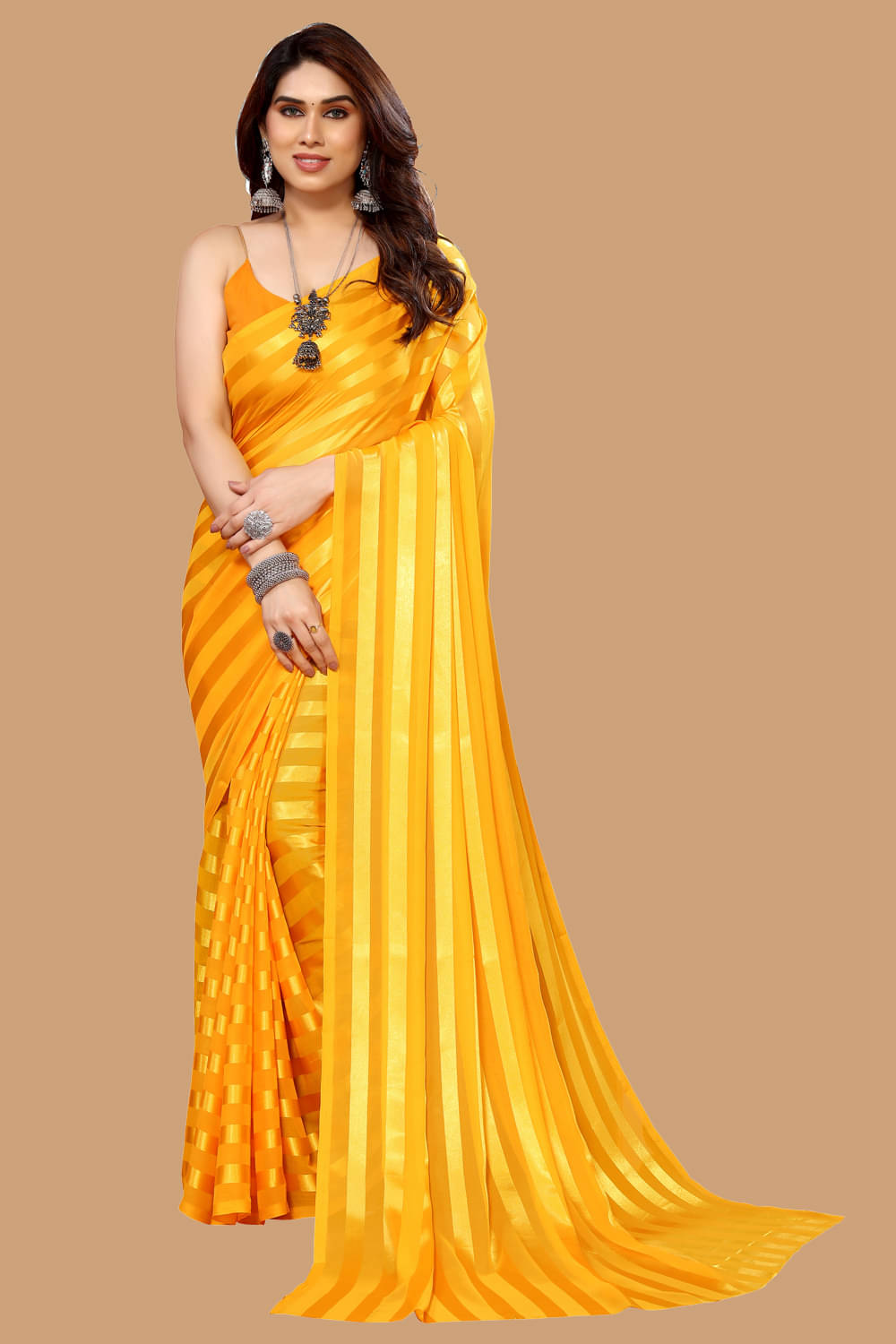 ANAND SAREES Satin Embellished Kasavu Saree With Unstitched Blouse Piece ( YELLOW ) ANAND SAREES Satin Embellished Kasavu Saree With Unstitched Blouse Piece ( YELLOW )