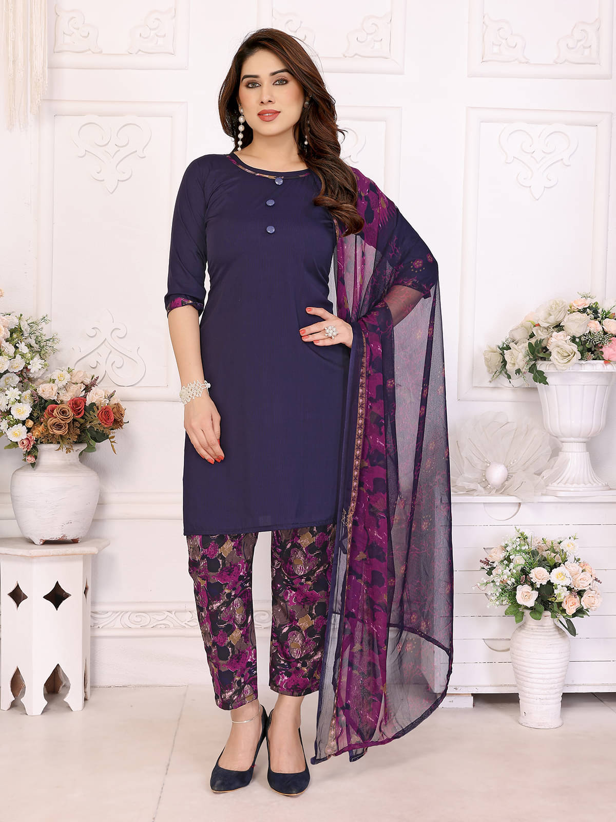     			ANAND SAREES Women Crepe Unstitched Dress Material ( Purple )
