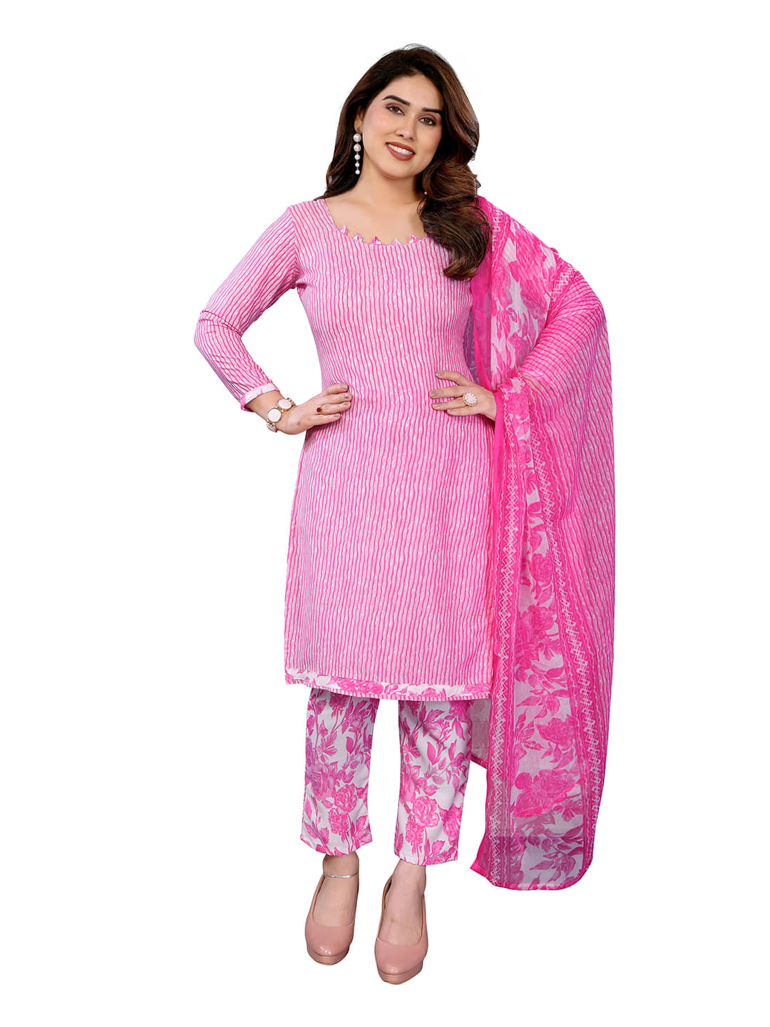 ANAND SAREES Women Crepe Unstitched Dress Material ( Pink )     			ANAND SAREES Women Crepe Unstitched Dress Material ( Pink )