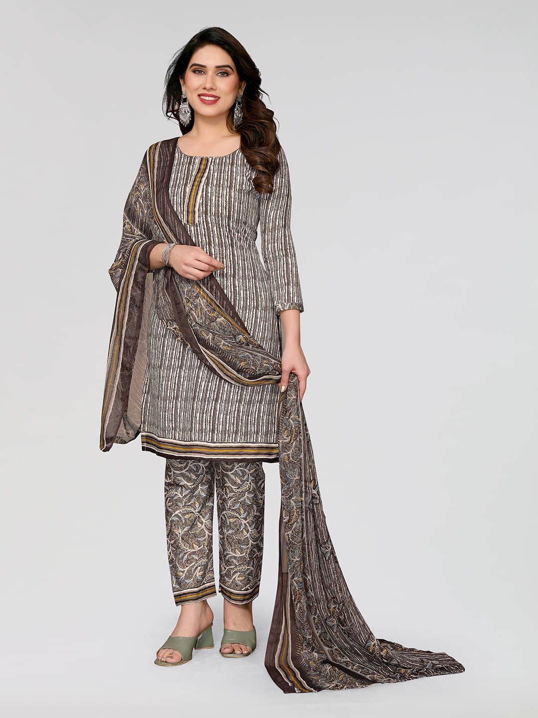     			ANAND SAREES Women Crepe Unstitched Dress Material ( Grey )
