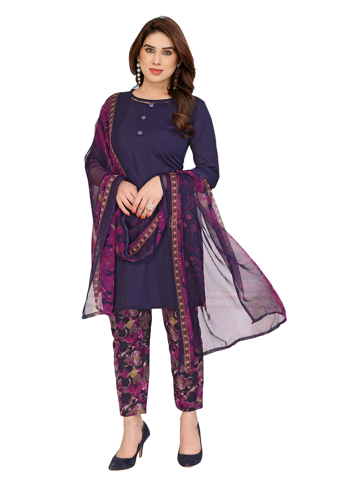 ANAND SAREES Women Crepe Unstitched Dress Material ( Purple ) ANAND SAREES Women Crepe Unstitched Dress Material ( Purple )