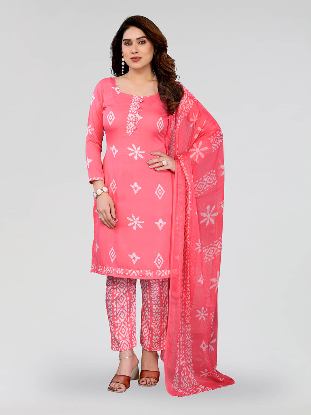 ANAND SAREES Women Crepe Unstitched Dress Material ( Peach ) ANAND SAREES Women Crepe Unstitched Dress Material ( Peach )