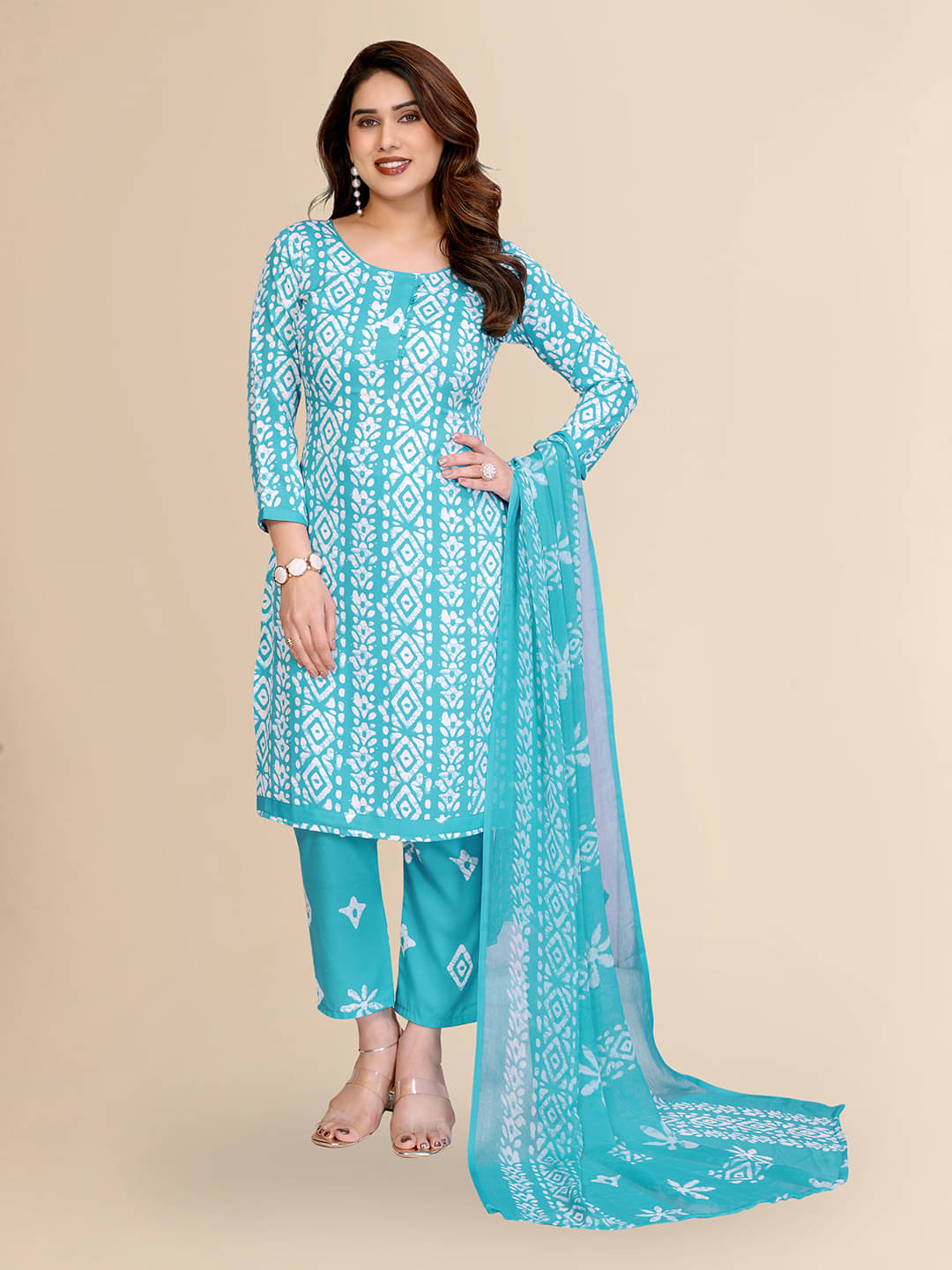     			ANAND SAREES Women Crepe Unstitched Dress Material ( Blue )