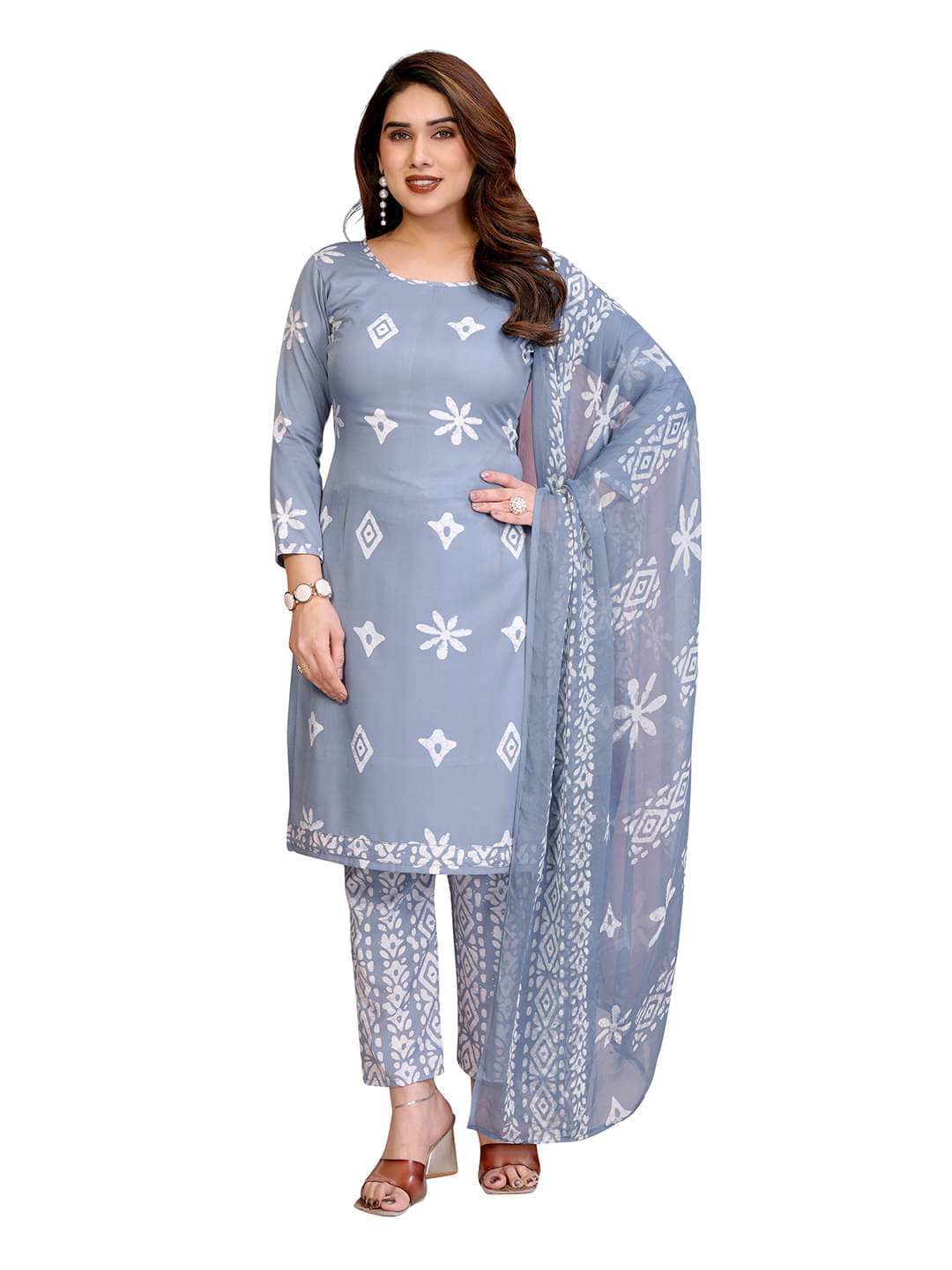 ANAND SAREES Women Crepe Unstitched Dress Material ( Grey ) ANAND SAREES Women Crepe Unstitched Dress Material ( Grey )