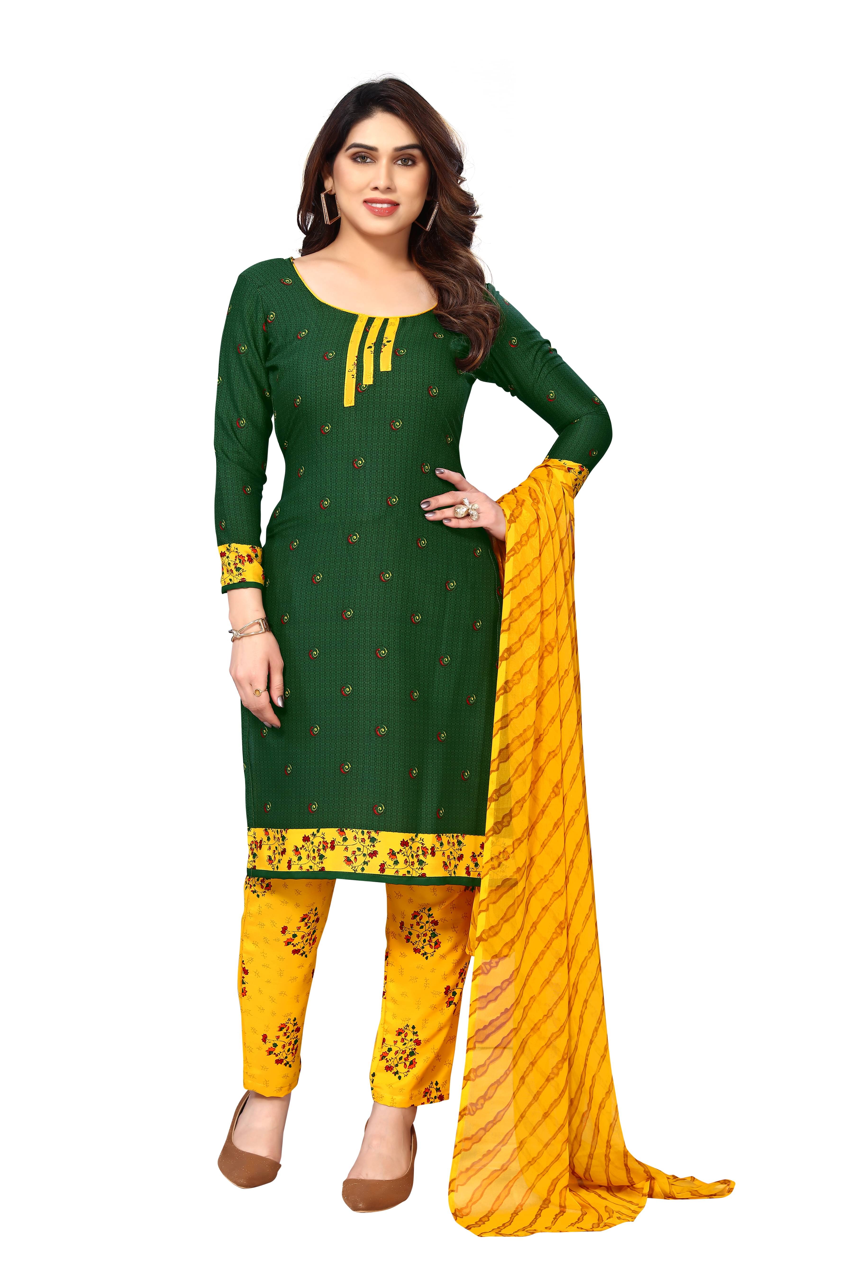 ANAND SAREES Women Crepe Unstitched Dress Material ( Green ) ANAND SAREES Women Crepe Unstitched Dress Material ( Green )