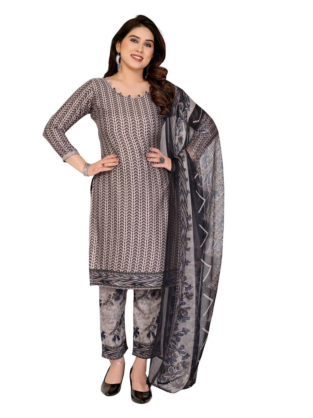 ANAND SAREES Women Crepe Unstitched Dress Material ( Black )     			ANAND SAREES Women Crepe Unstitched Dress Material ( Black )