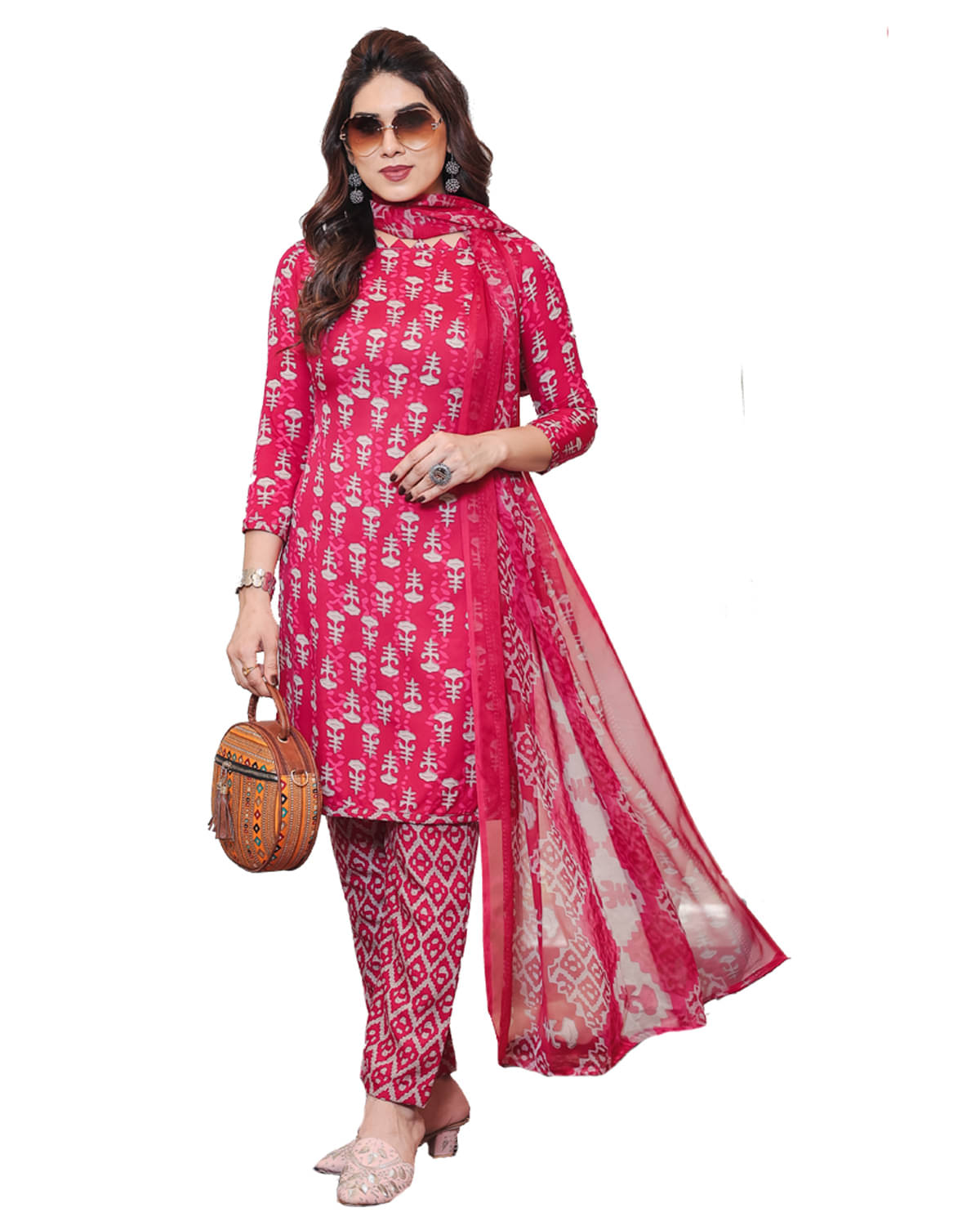     			ANAND SAREES Women Crepe Unstitched Dress Material ( Red )