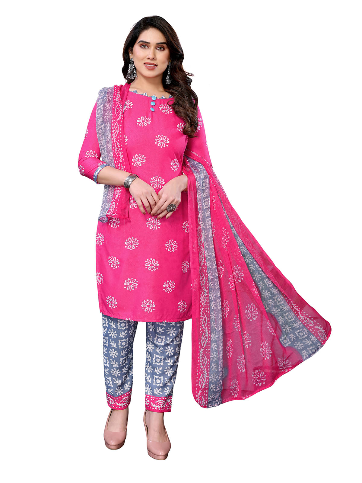     			ANAND SAREES Women Crepe Unstitched Dress Material ( Pink )