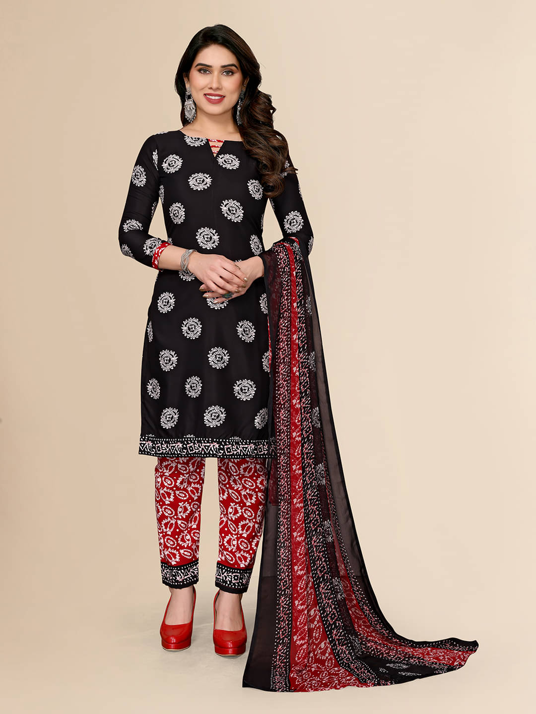     			ANAND SAREES Women Crepe Unstitched Dress Material ( Black )