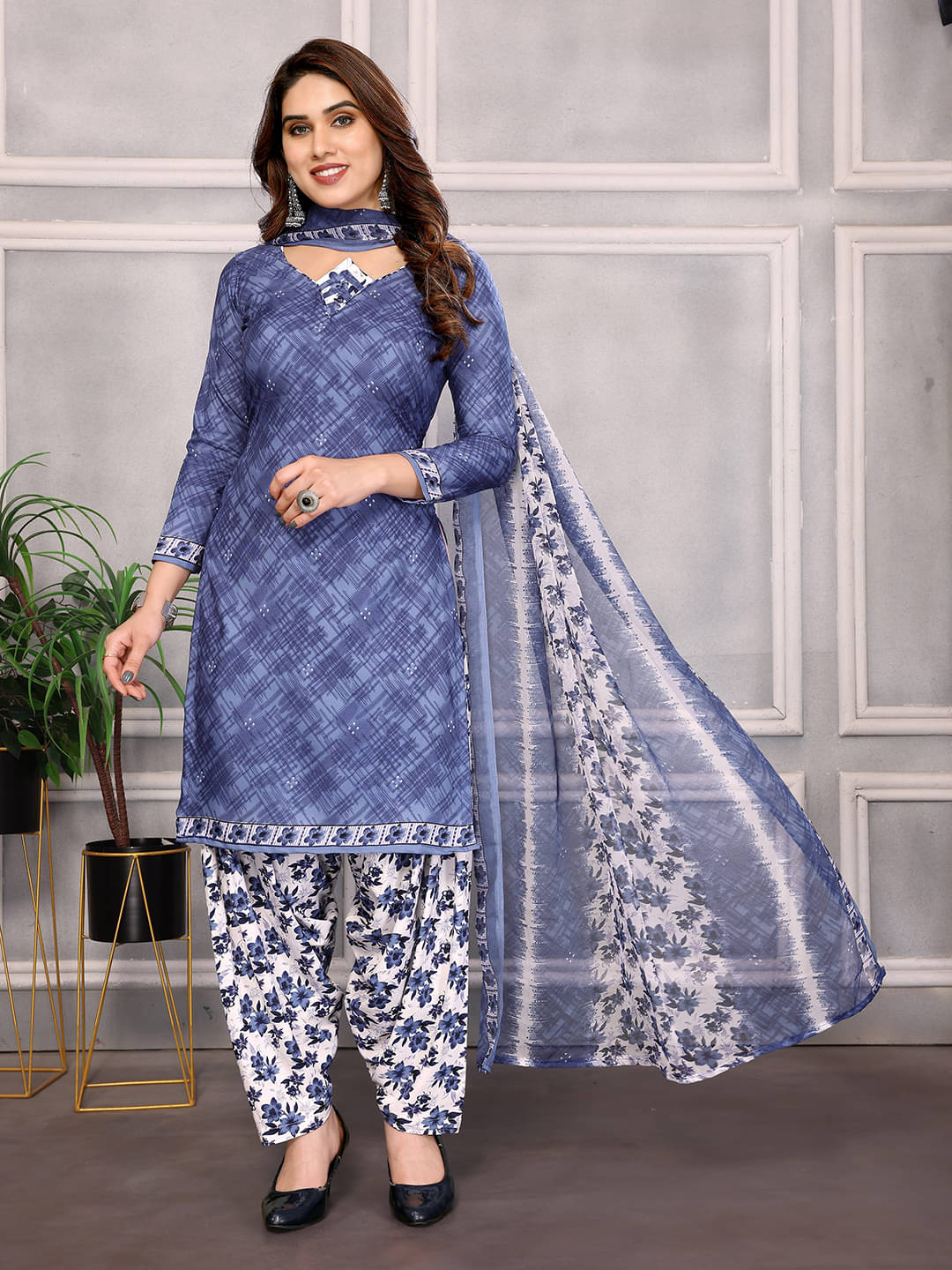     			ANAND SAREES Women Crepe Unstitched Dress Material ( Blue )