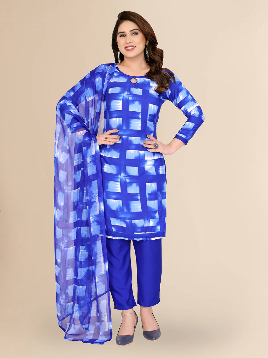     			ANAND SAREES Women Crepe Unstitched Dress Material ( Blue )