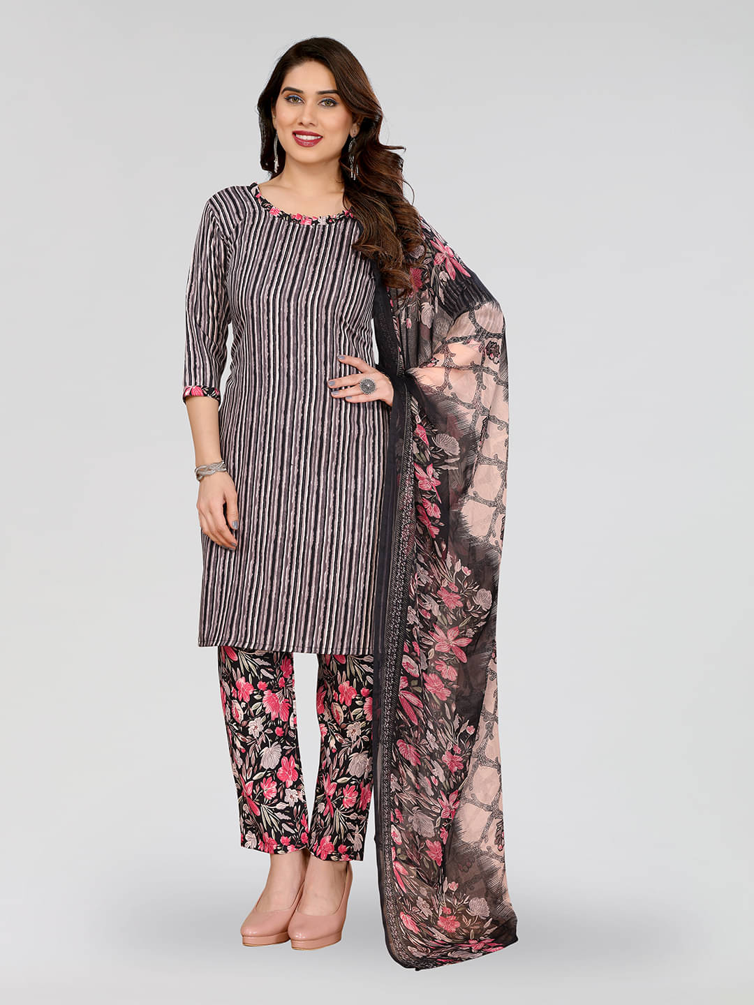     			ANAND SAREES Women Crepe Unstitched Dress Material ( Grey )