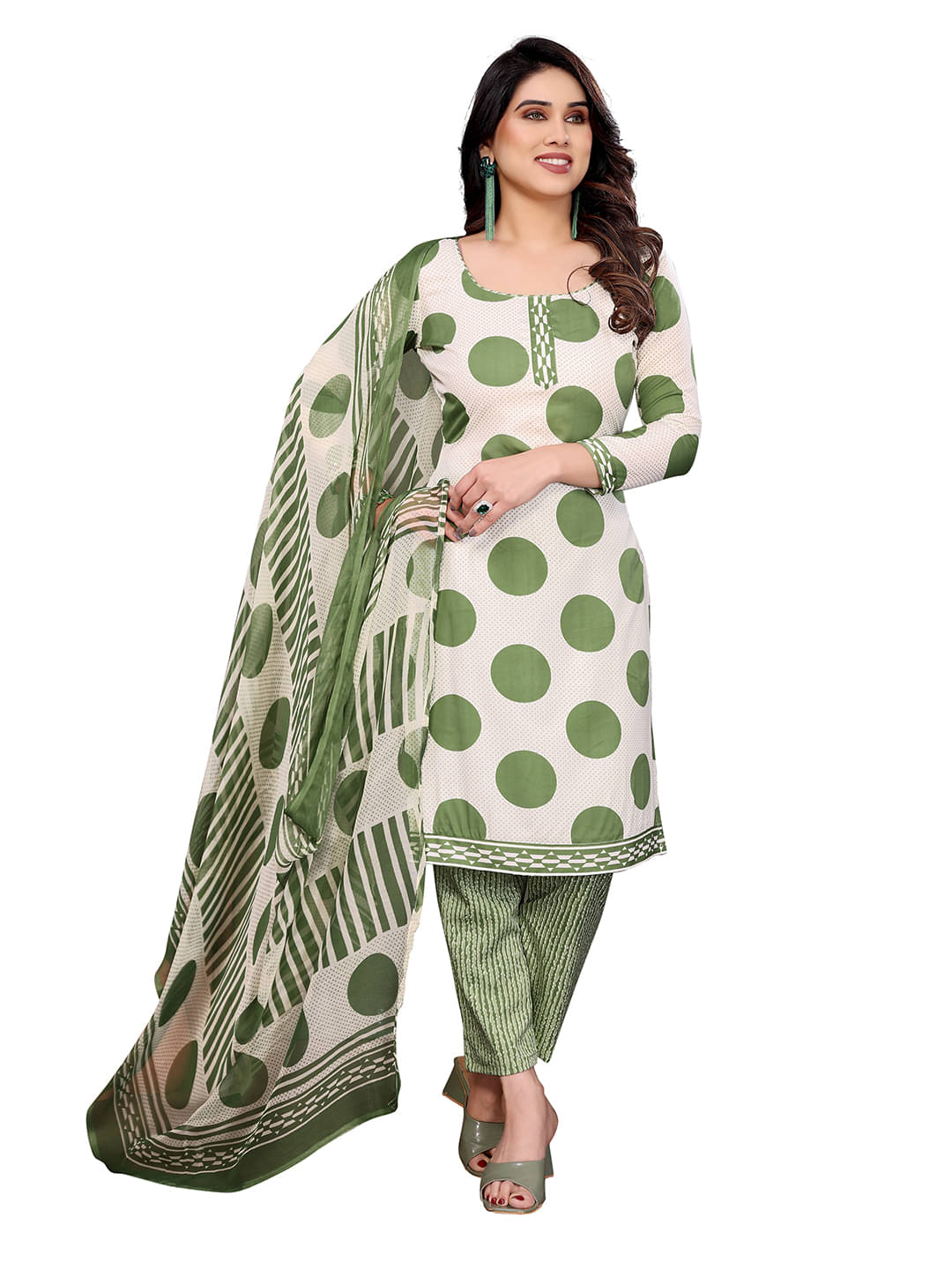 ANAND SAREES Women Crepe Unstitched Dress Material ( White )     			ANAND SAREES Women Crepe Unstitched Dress Material ( White )