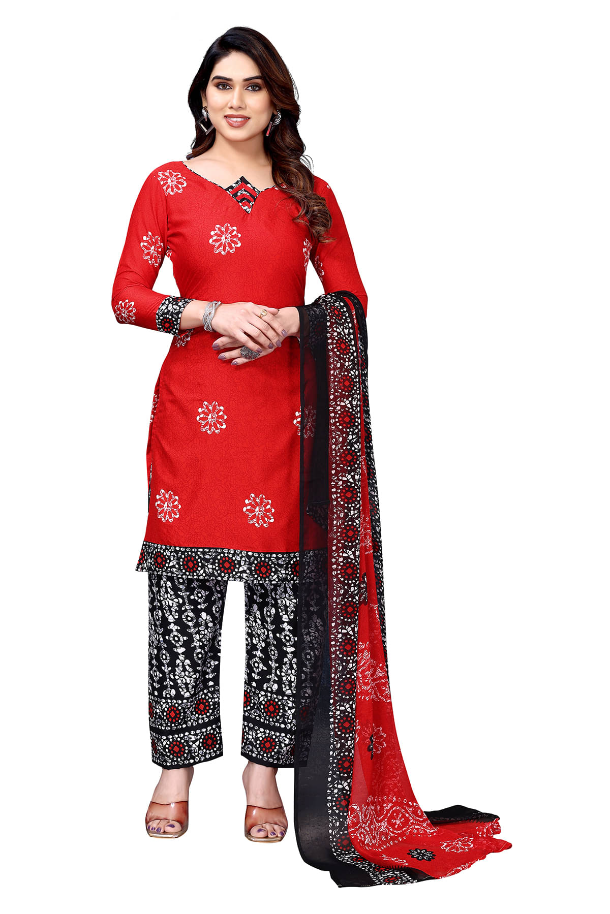     			ANAND SAREES Women Crepe Unstitched Dress Material ( Red )