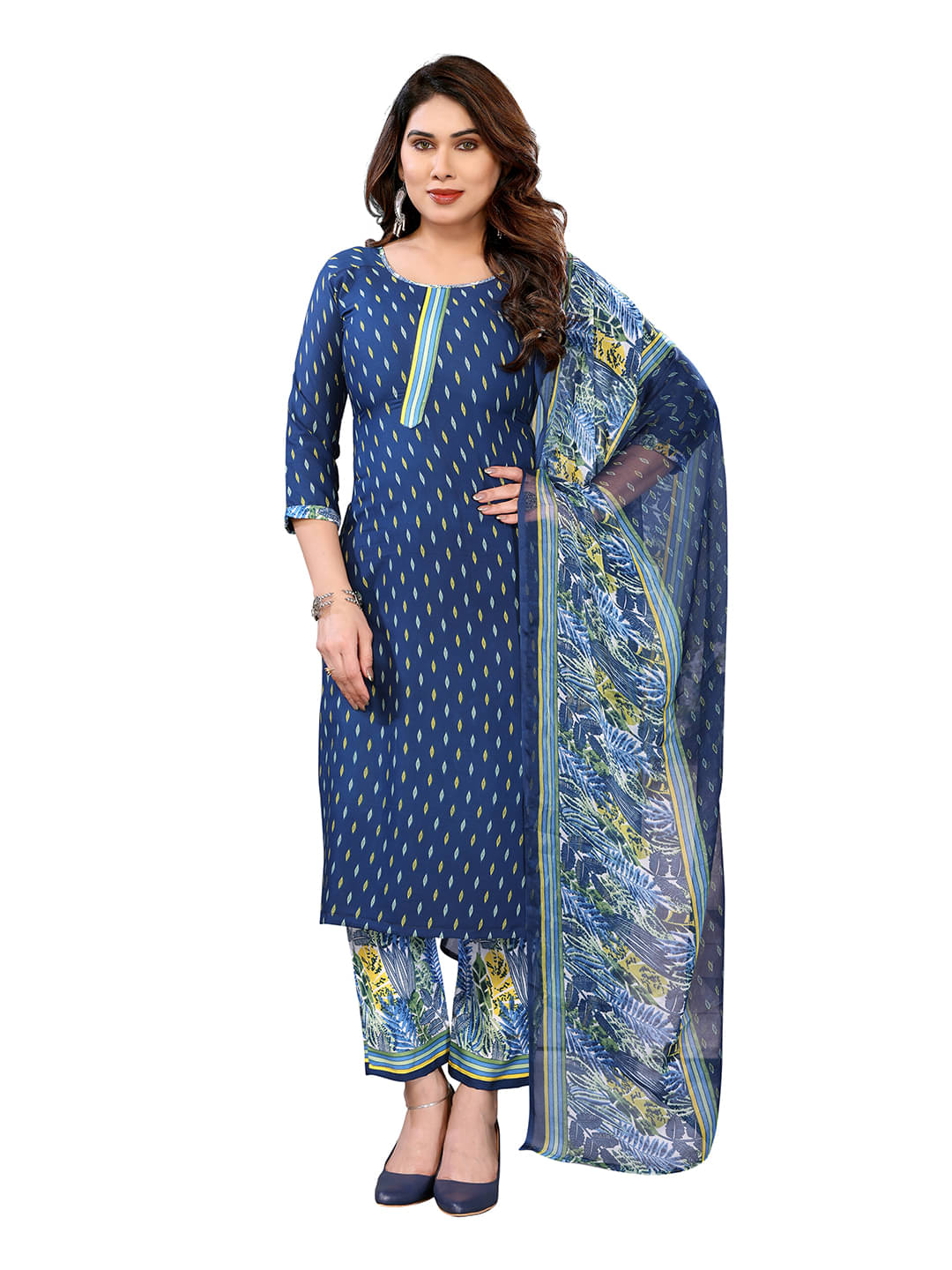 ANAND SAREES Women Crepe Unstitched Dress Material ( Blue ) ANAND SAREES Women Crepe Unstitched Dress Material ( Blue )