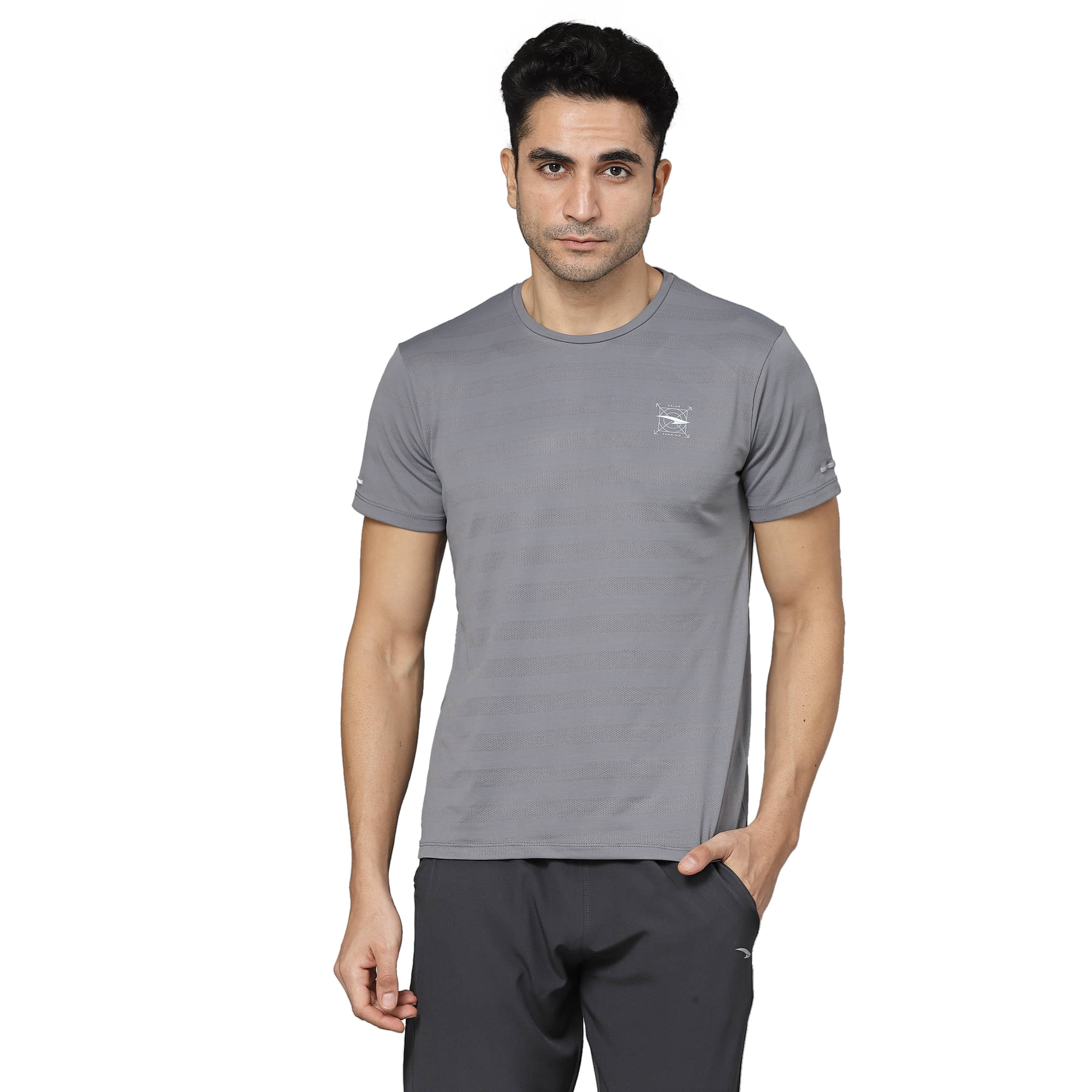     			ASIAN Men Polyester Regular Fit Self Design T-Shirt ( Grey )