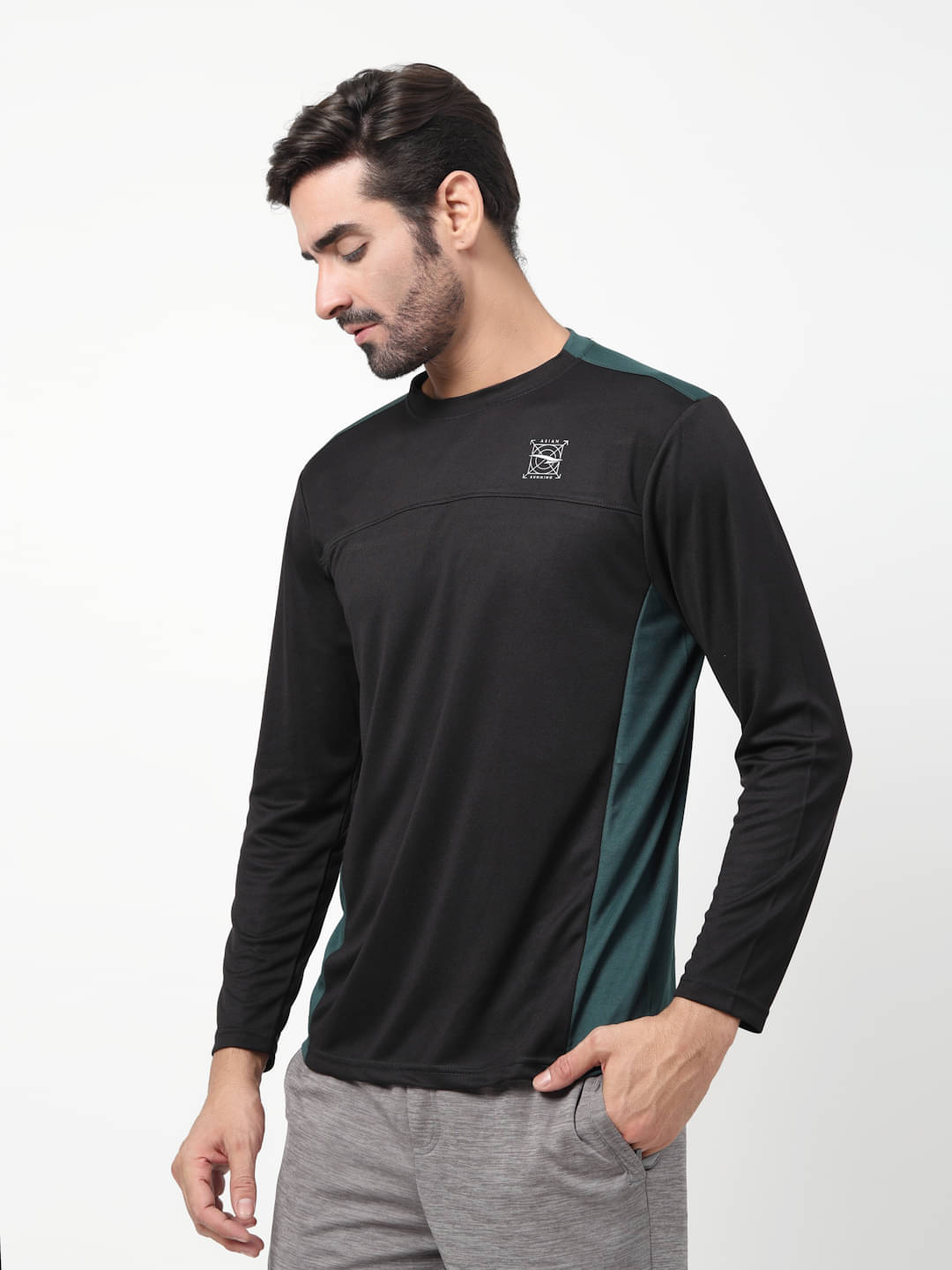     			ASIAN Men Polyester Regular Fit Colorblock T-Shirt ( Black )