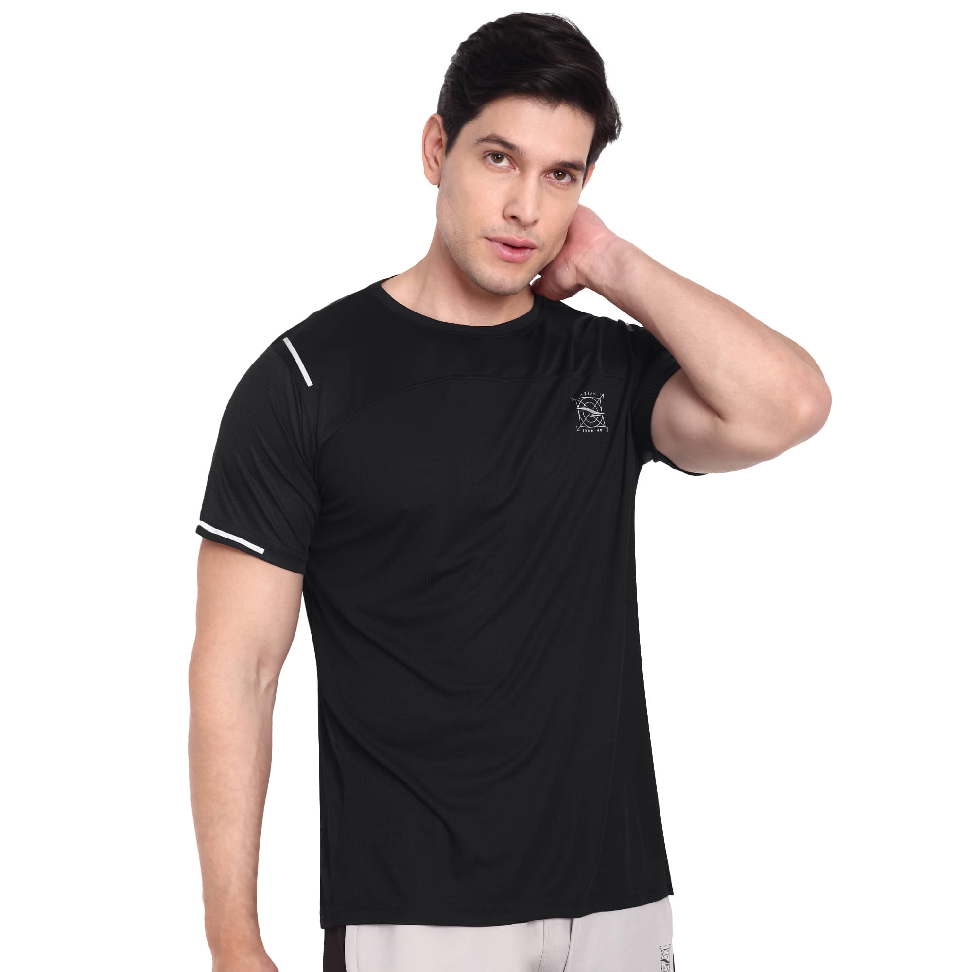     			ASIAN Men Polyester Regular Fit Solid T-Shirt ( Black )