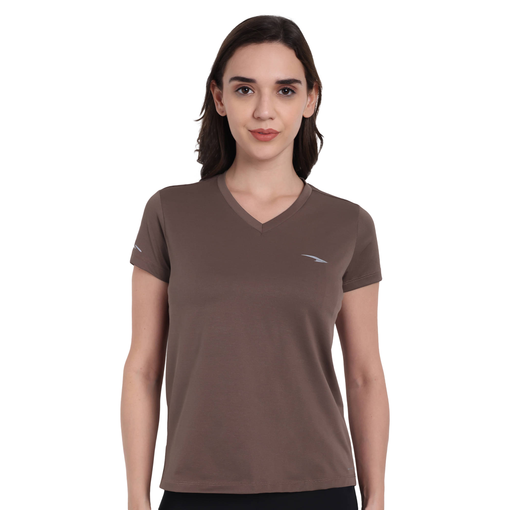     			ASIAN Women Cotton Solid Regular Fit V-Neck T-Shirt ( Brown )