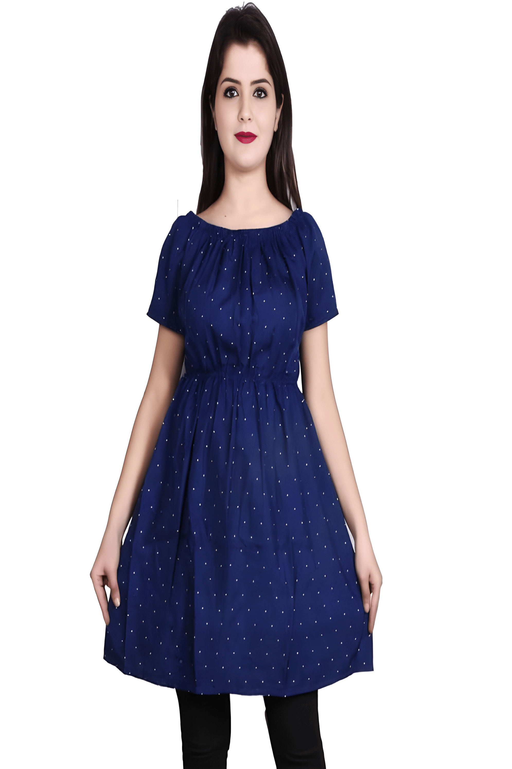 ATIMUNA Women's Polyester Regular Top ( Blue ) ATIMUNA Women's Polyester Regular Top ( Blue )