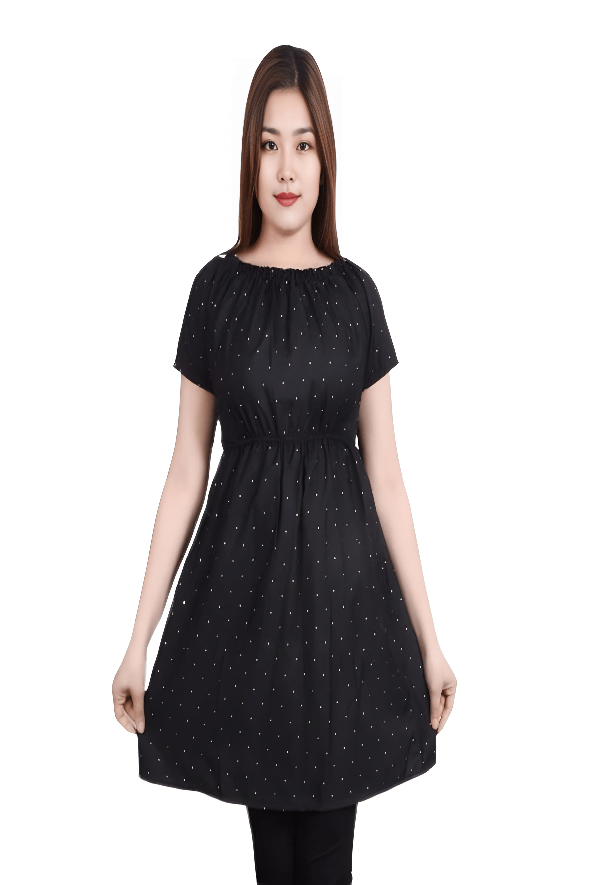     			ATIMUNA Women's Polyester Regular Top ( Black )