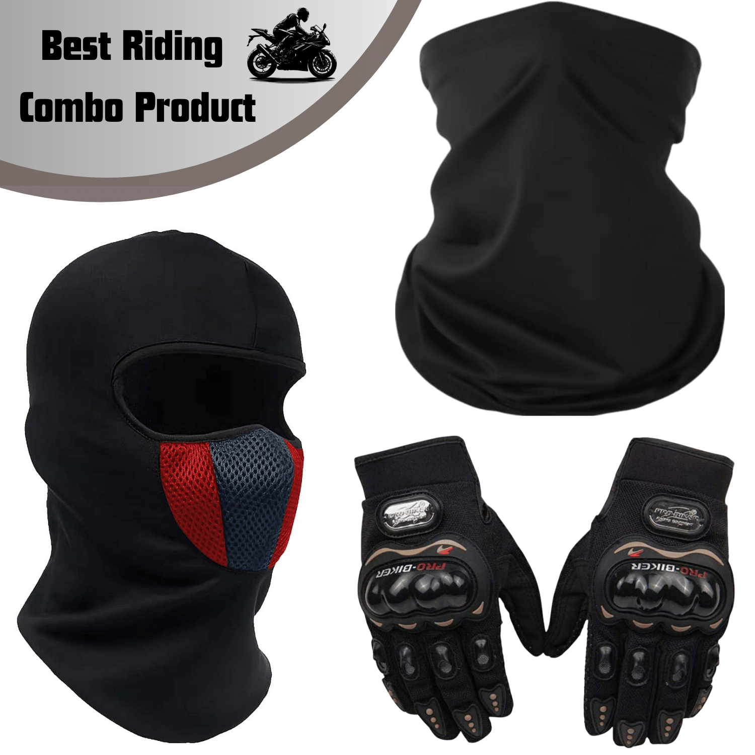 Aksmit Pack 3 Combo Product ( Full Face Mask , Hand Glove ,Bandana Mask ) Best Riding Combo or Men & Women , Cycling, Biking, Running & Outdoor Sports Aksmit Pack 3 Combo Product ( Full Face Mask , Hand Glove ,Bandana Mask ) Best Riding Combo or Men & Women , Cycling, Biking, Running & Outdoor Sports