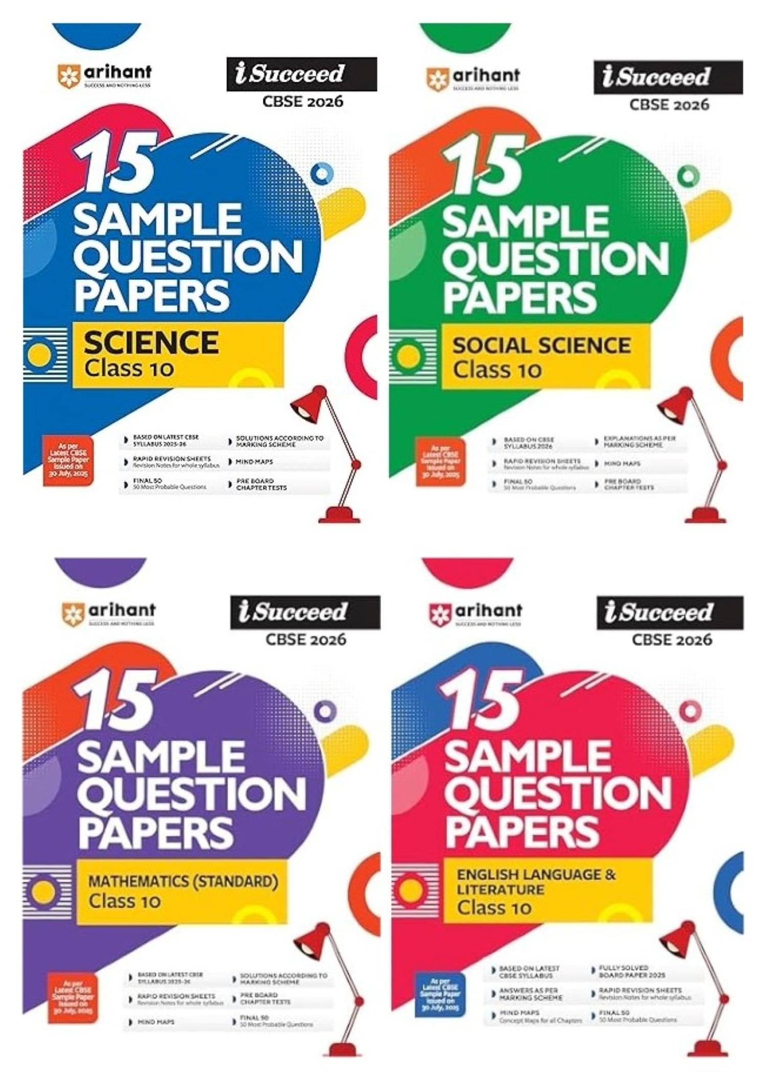     			Arihant I Succeed CBSE Sample Question Papers Class 10 Science, Social Science, Mathematics & Standard English Language & Literature Exam 2026