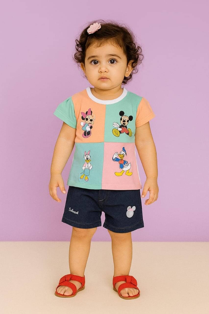     			Bublee Dublee Pack of 1 Girls Denim T-shirt & Shorts ( White )