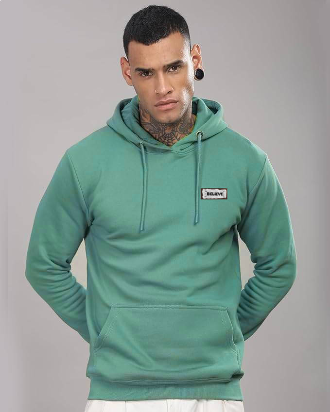     			CAT BUNNY Woollen Hooded Men's Sweatshirt - Sea Green ( Pack of 1 )