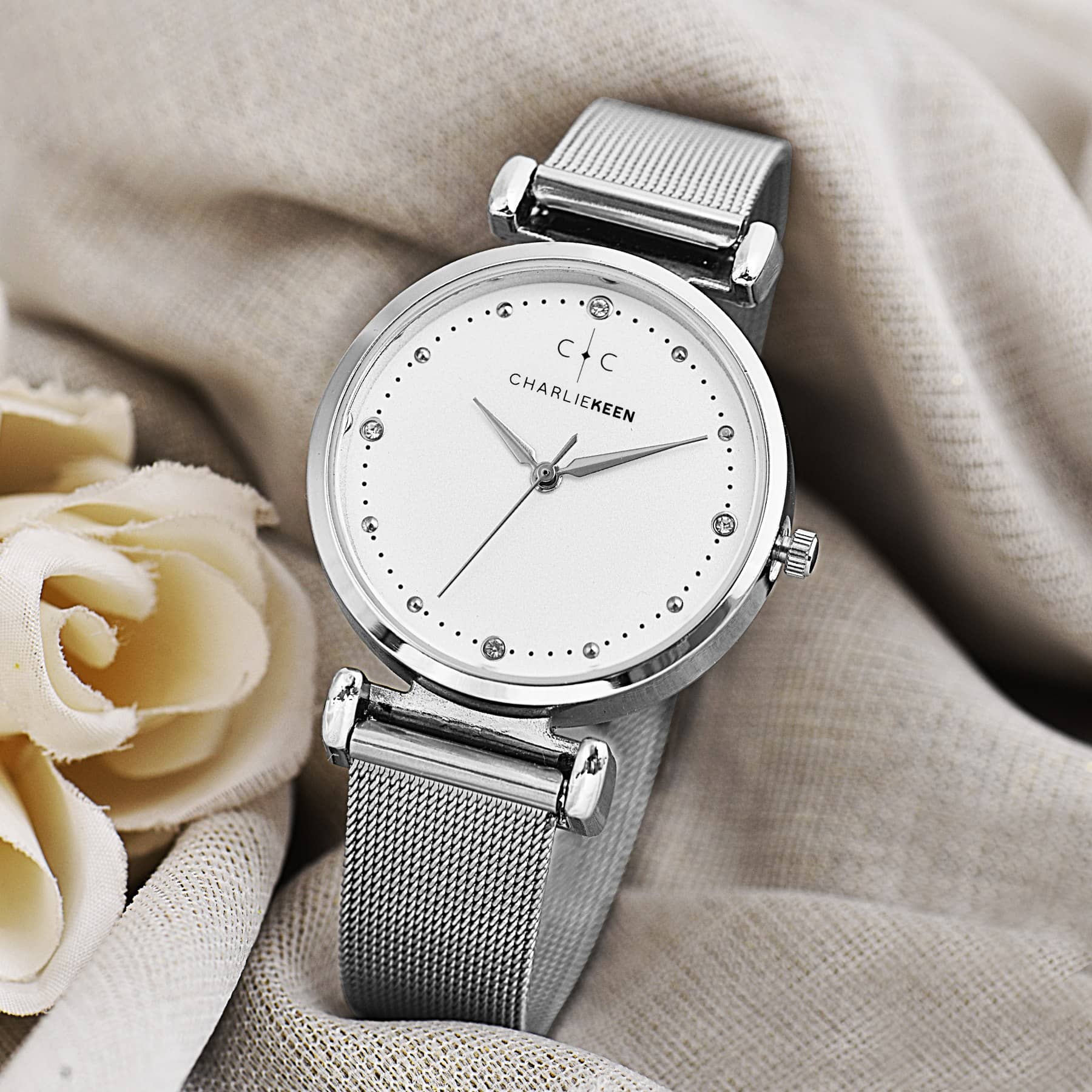 CHARLIEKEEN Silver Metal Analog Womens Watch