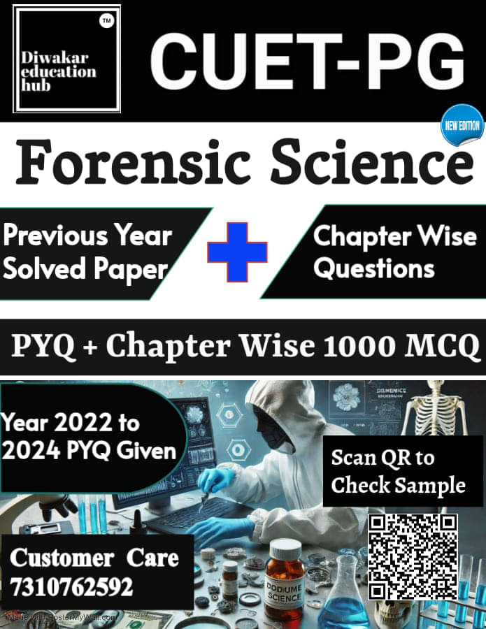     			CUET-PG Forensic Science Previous Year Solved Question Paper With Chapter Wise 1000 Question With Solution As Per Updated Syllabus