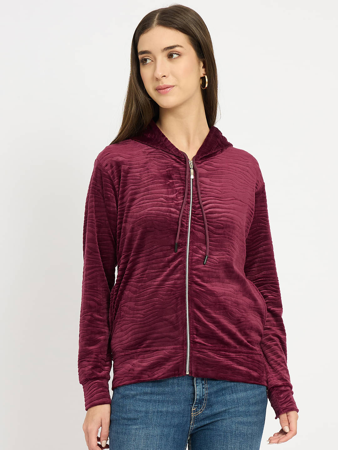     			Camey Fleece Women's Hooded Sweatshirt ( Maroon )