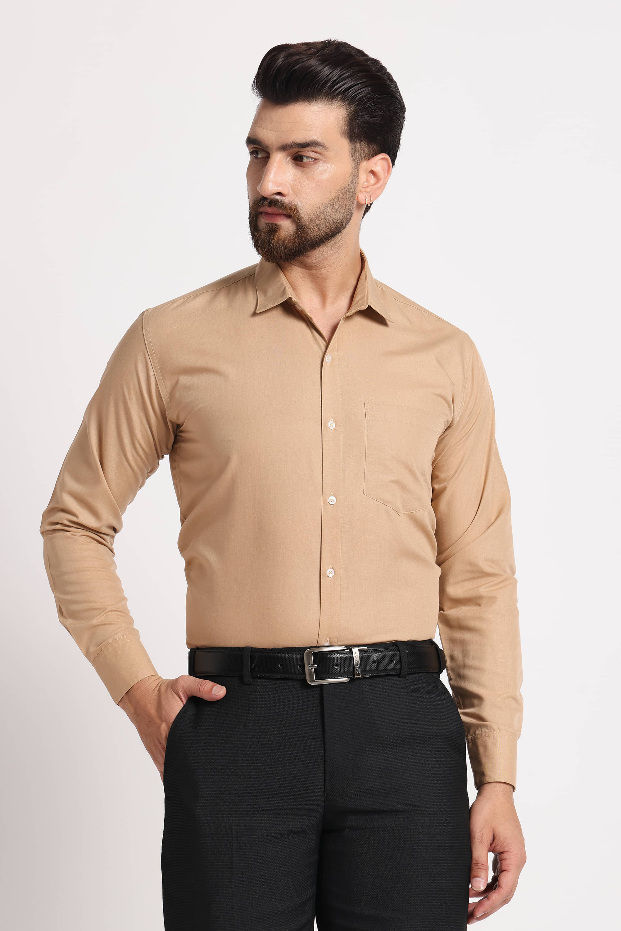     			Coatside Poly Cotton Slim Fit Full Sleeves Men's Formal Shirt - Beige ( Pack of 1 )