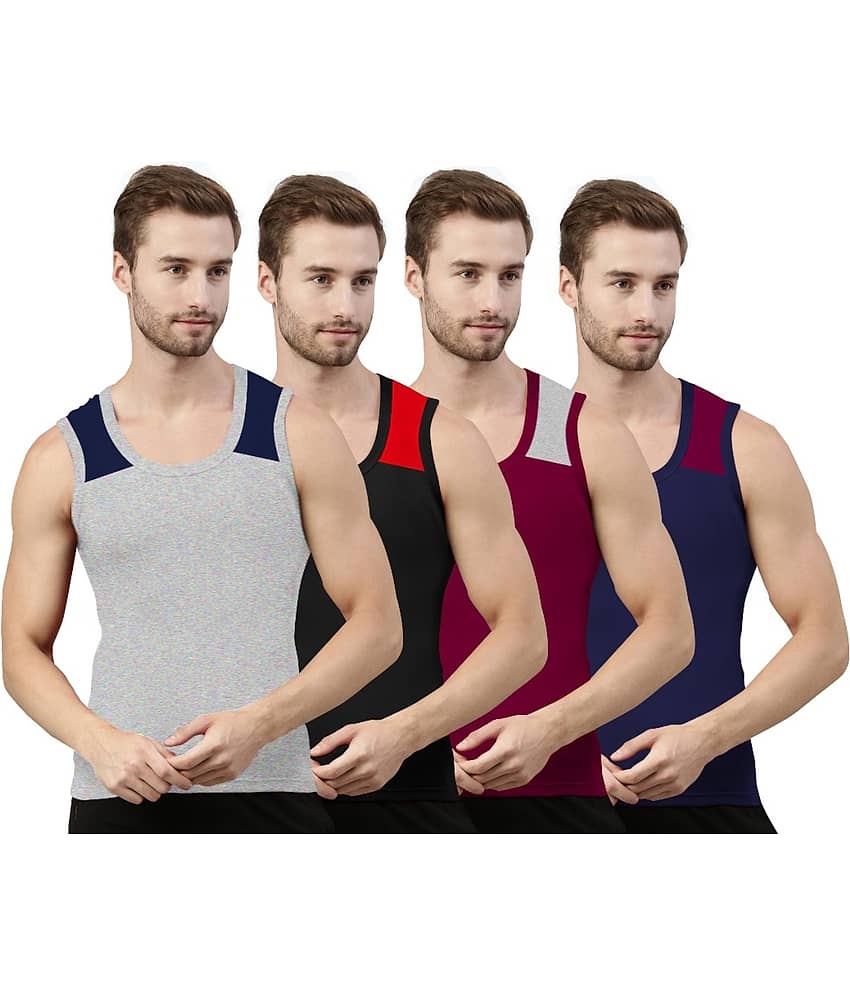 Drako Pack of 4 Cotton Basic Vest For Men ( Multicolor ) - Nightwear & Loungewear | Buy online on ZillyBuy