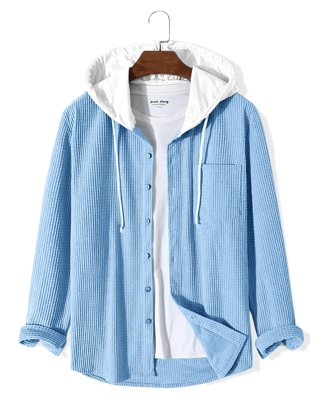     			Eyebogler Cotton Blend Regular Fit Solids Full Sleeves Men's Casual Shirt - Light Blue ( Pack of 1 )