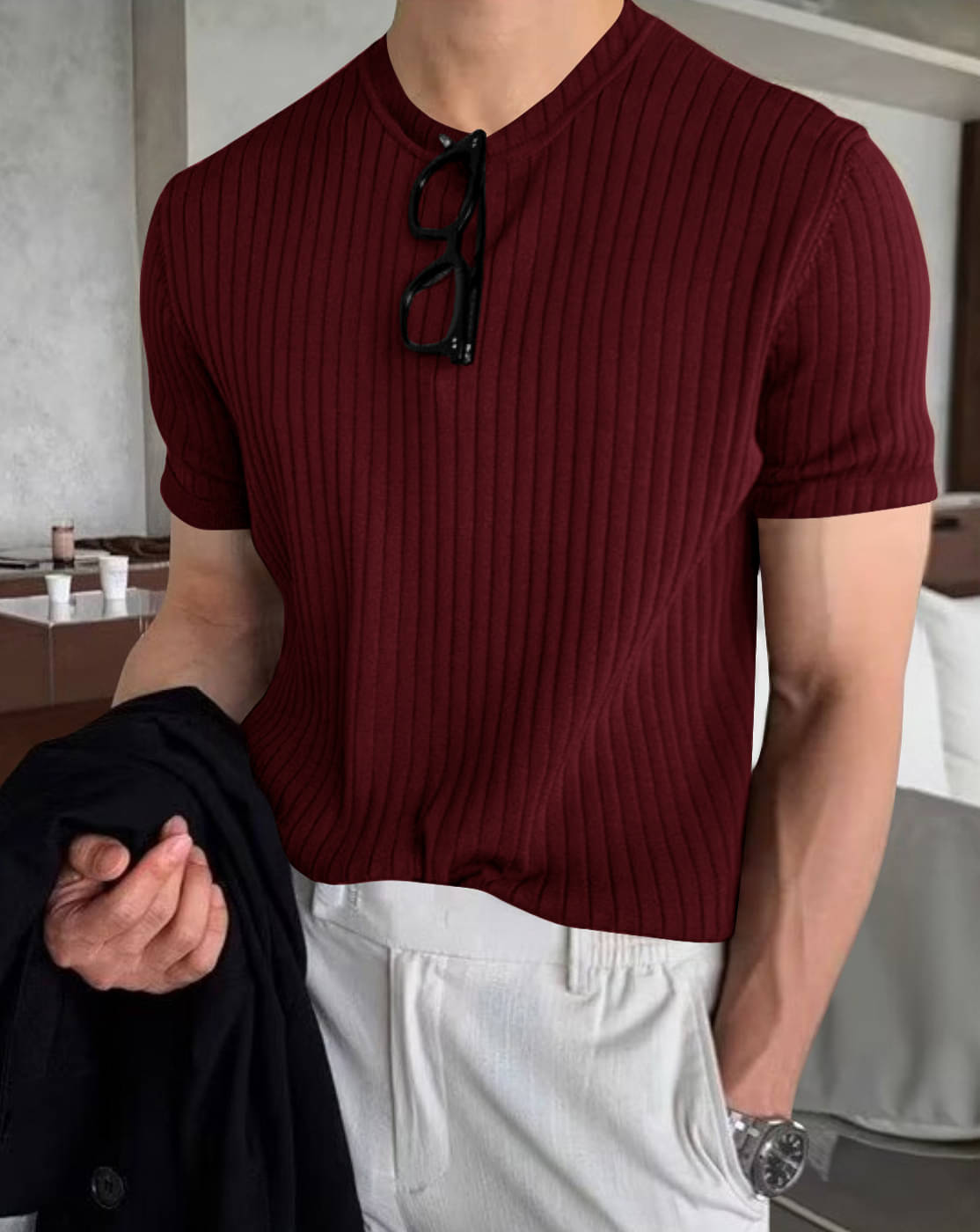     			Eyebogler Men Polyester Relaxed Fit Solid T-Shirt ( Maroon )