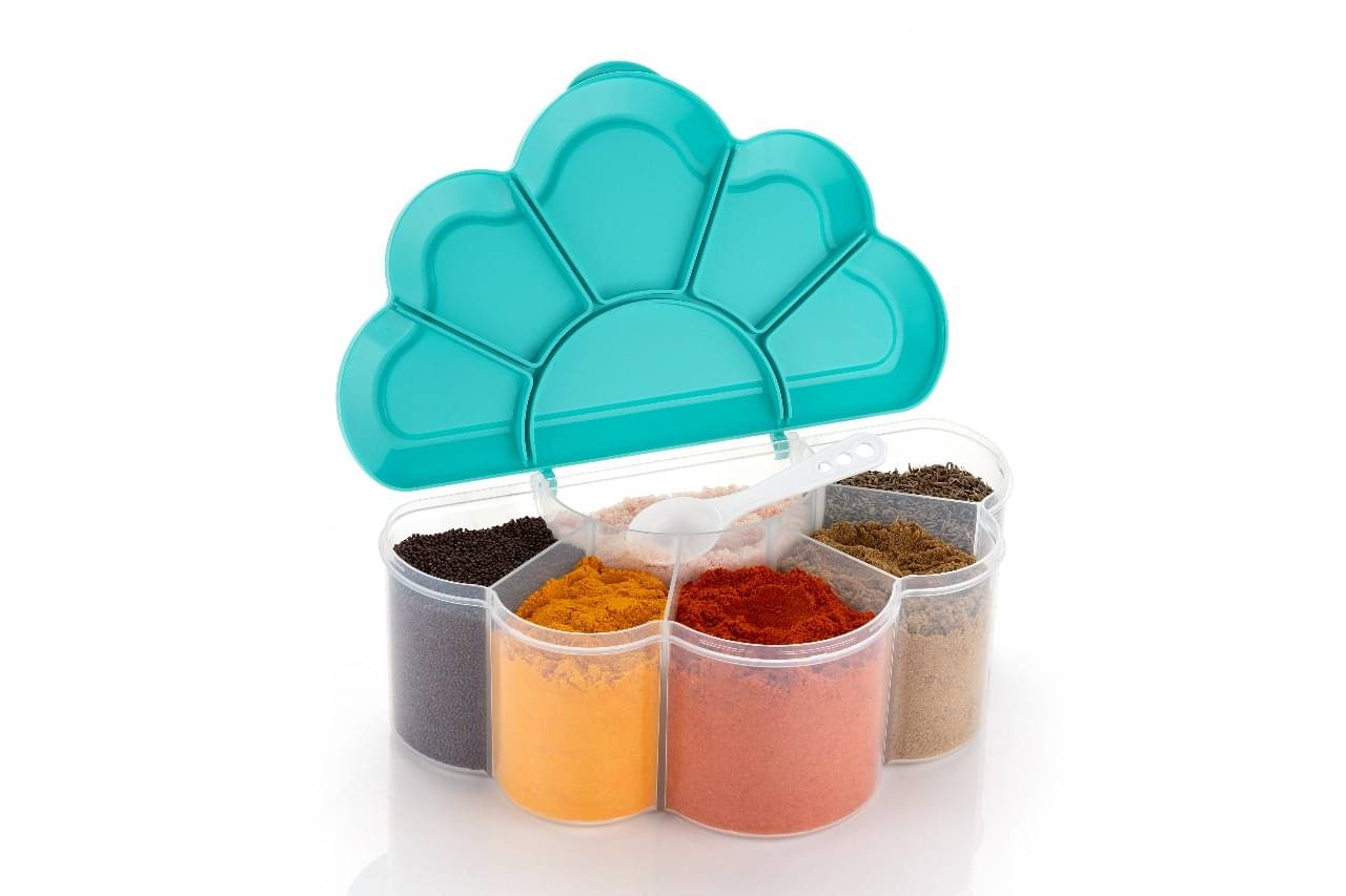     			FIT4CHEF 6 Section Container Polyproplene Teal Spice Container ( Set of 1 )