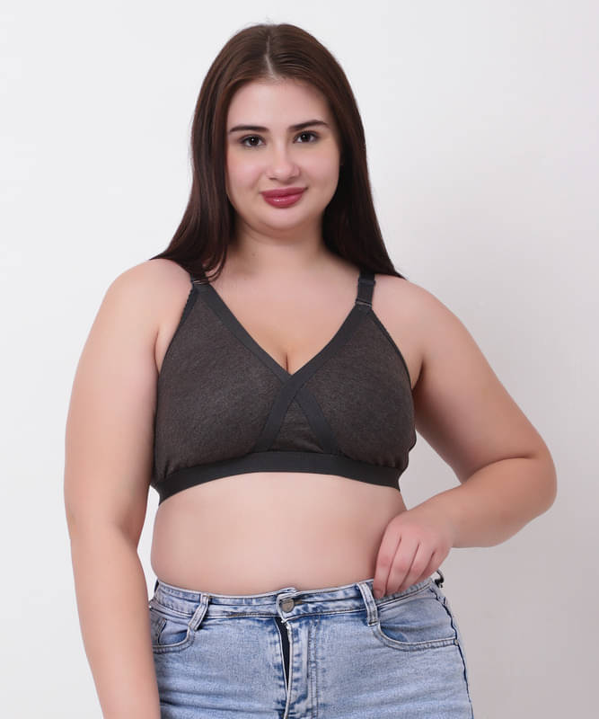     			Funhame Pack of 1 Cotton Non Padded Minimizer Bra For Women ( Black )