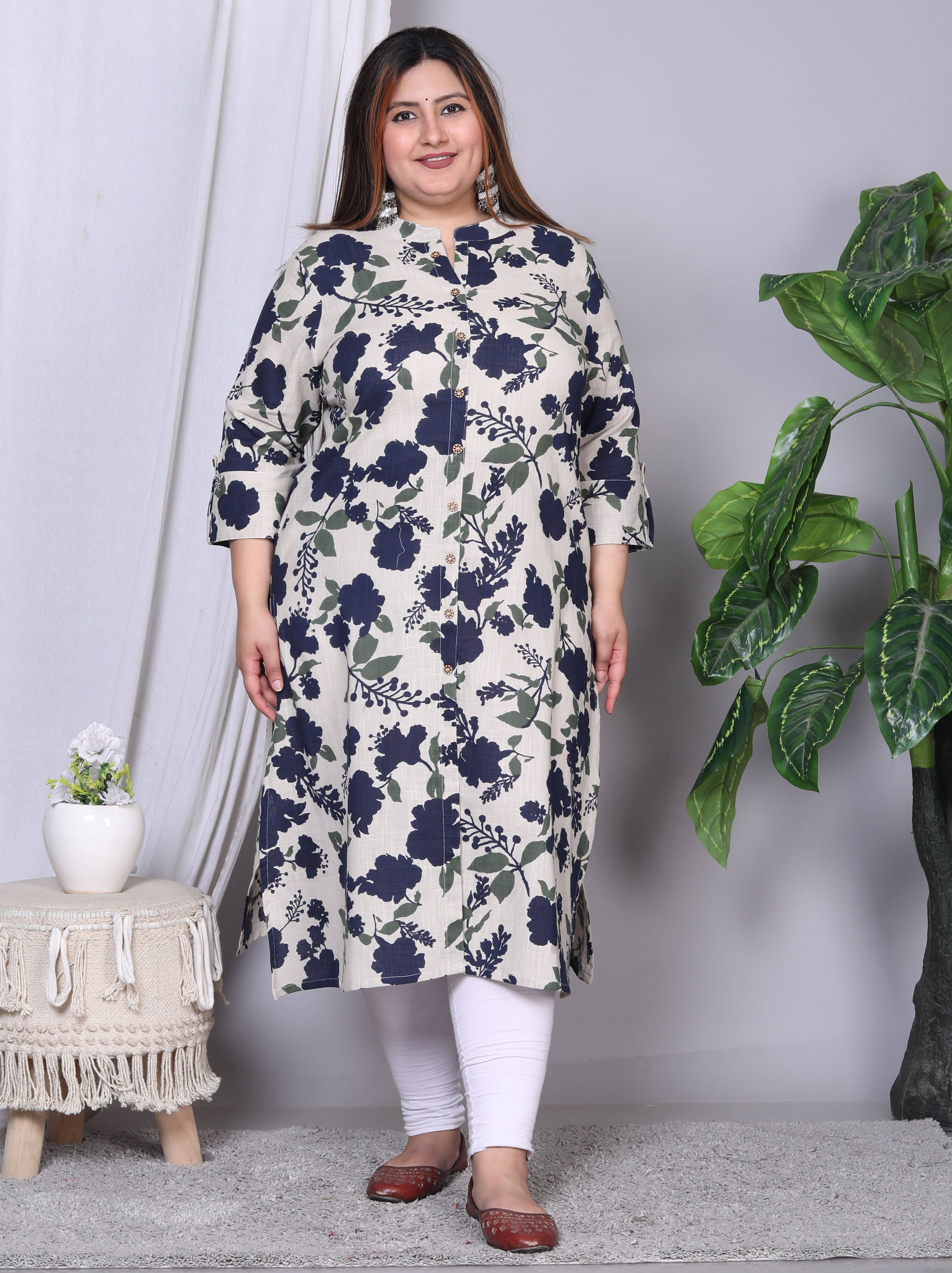     			Gyapti Women Cotton Printed A-line Kurti ( Blue )