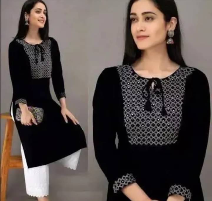     			H-Sure Women Cotton Printed Anarkali Kurti ( Black )