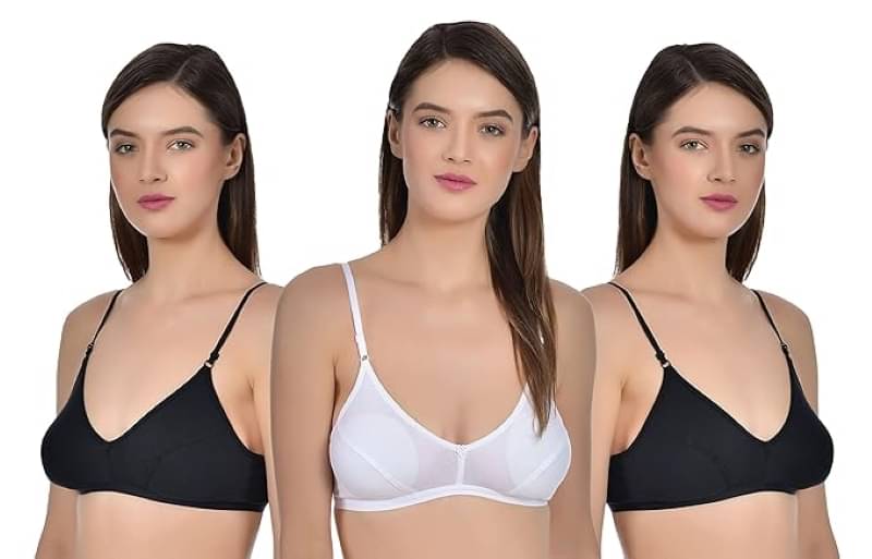     			Ishant Pack of 3 Cotton Non Padded T-Shirt Bra For Women ( Multicolor )