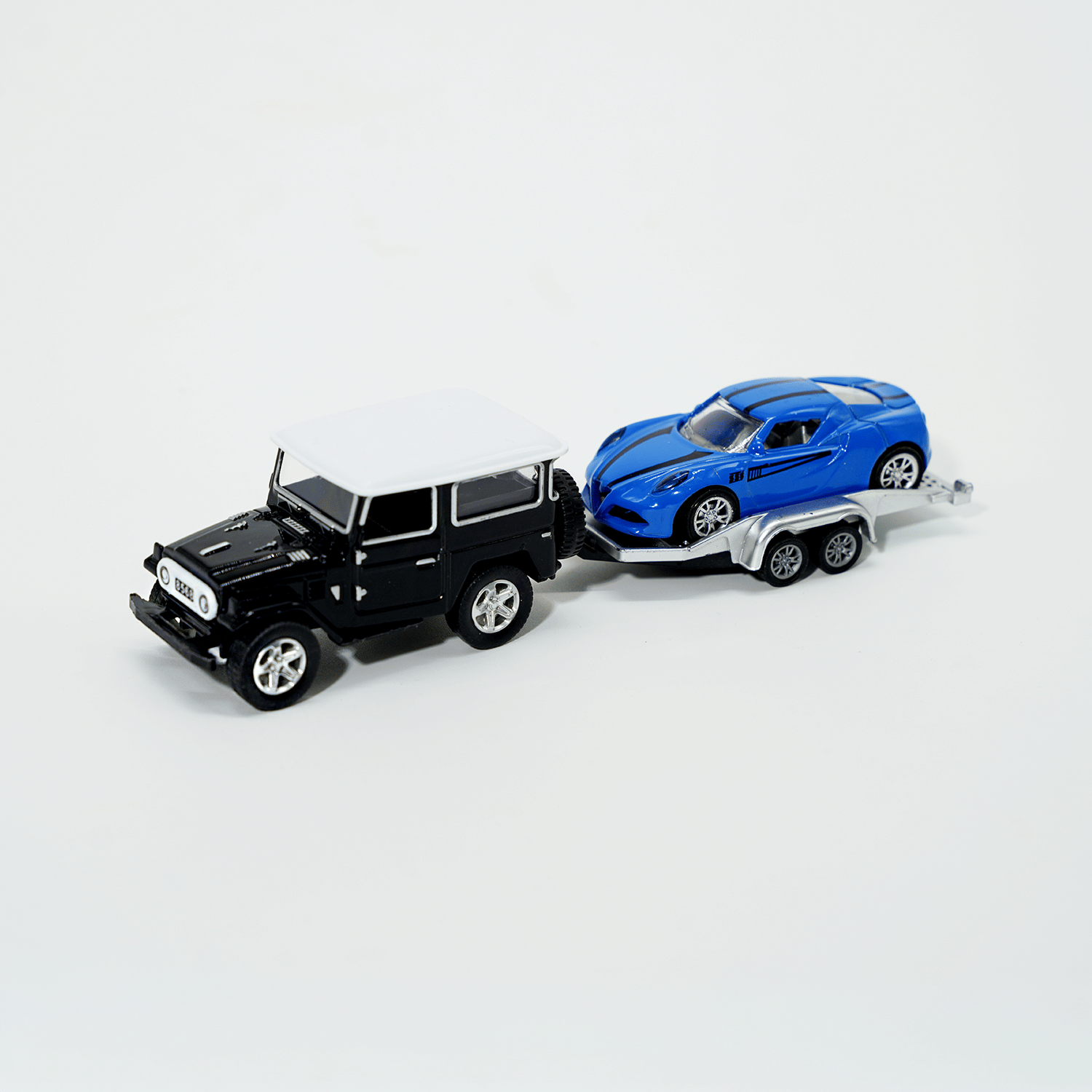     			Joy Junction Alloy Die-Cast Tractor Trailer Pull-Back Truck Pull Back Carrier Vehicle Metal Truck with Cars