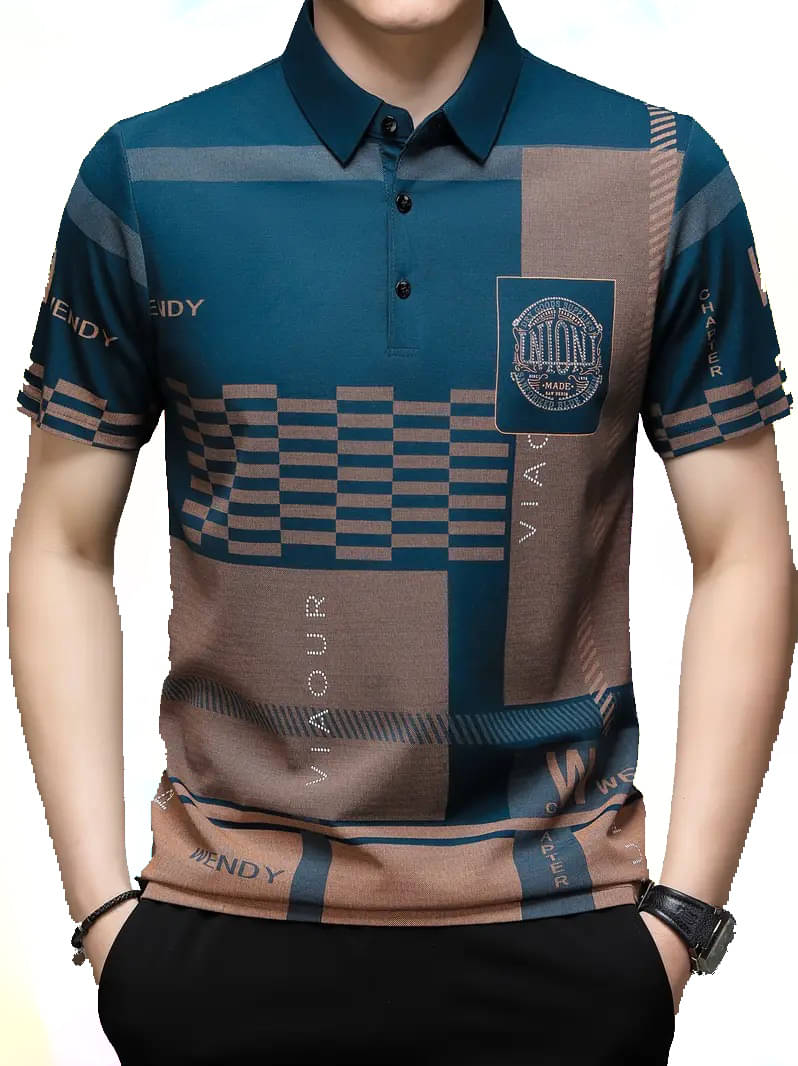     			KAFF Men Cotton Regular Fit Printed Polo T Shirt ( Blue )