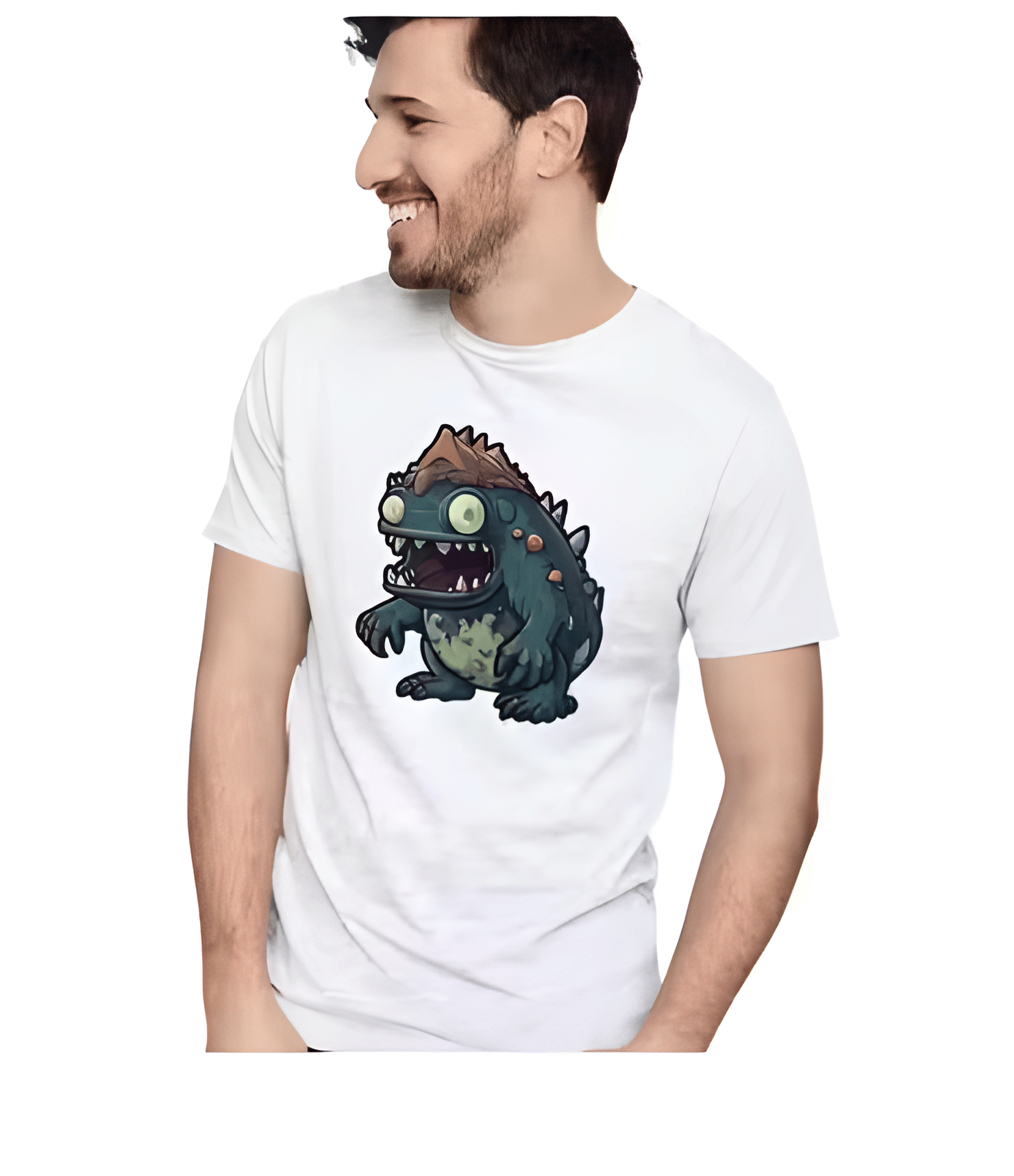     			KM Men Polyester Regular Fit Printed T-Shirt ( White )