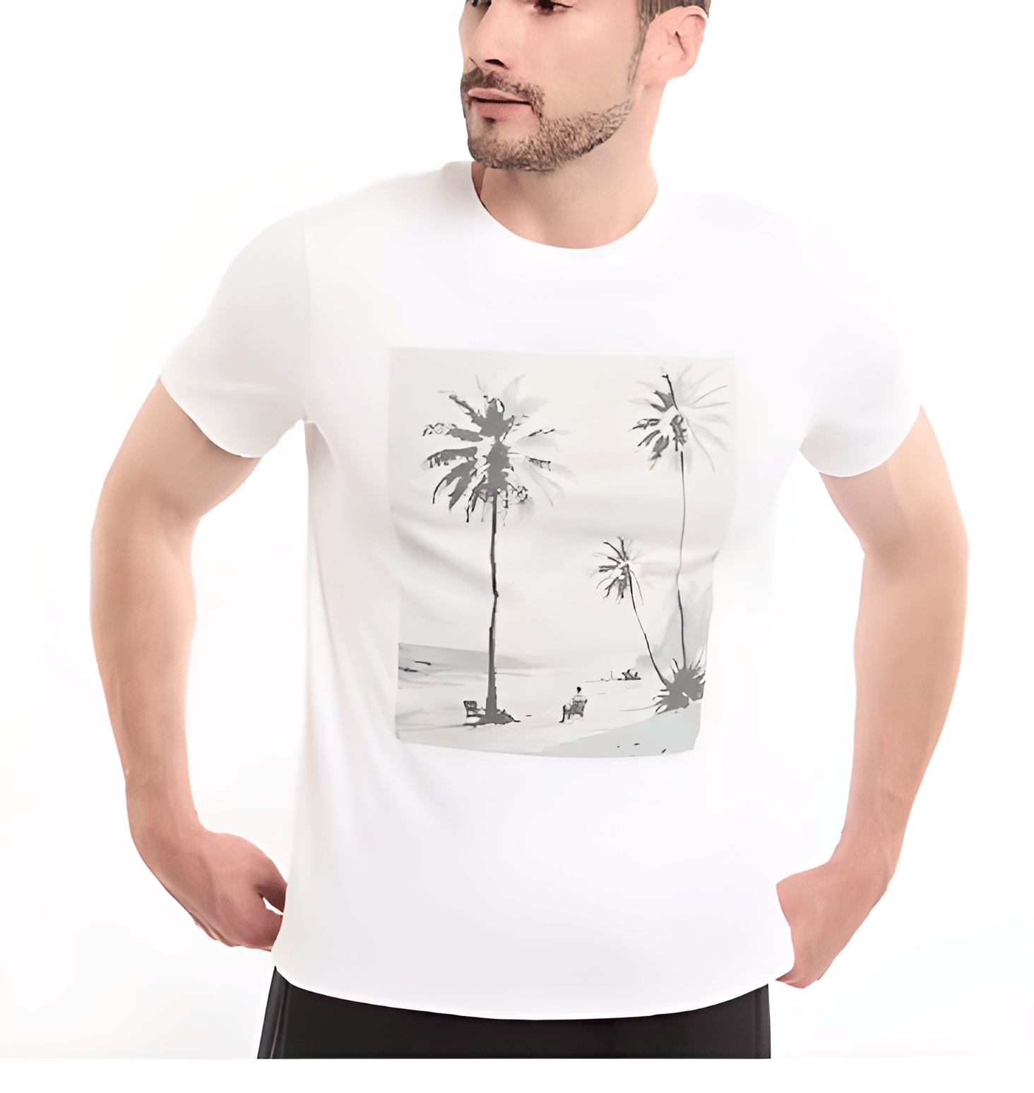     			KM Men Polyester Regular Fit Printed T-Shirt ( White )